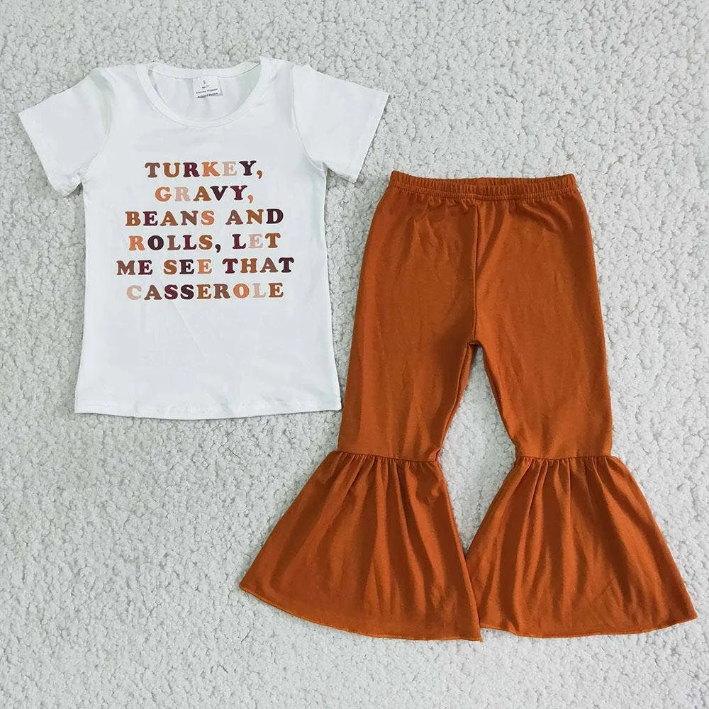 Aier  - Turkey Words cassarole Bell Bottom Pants