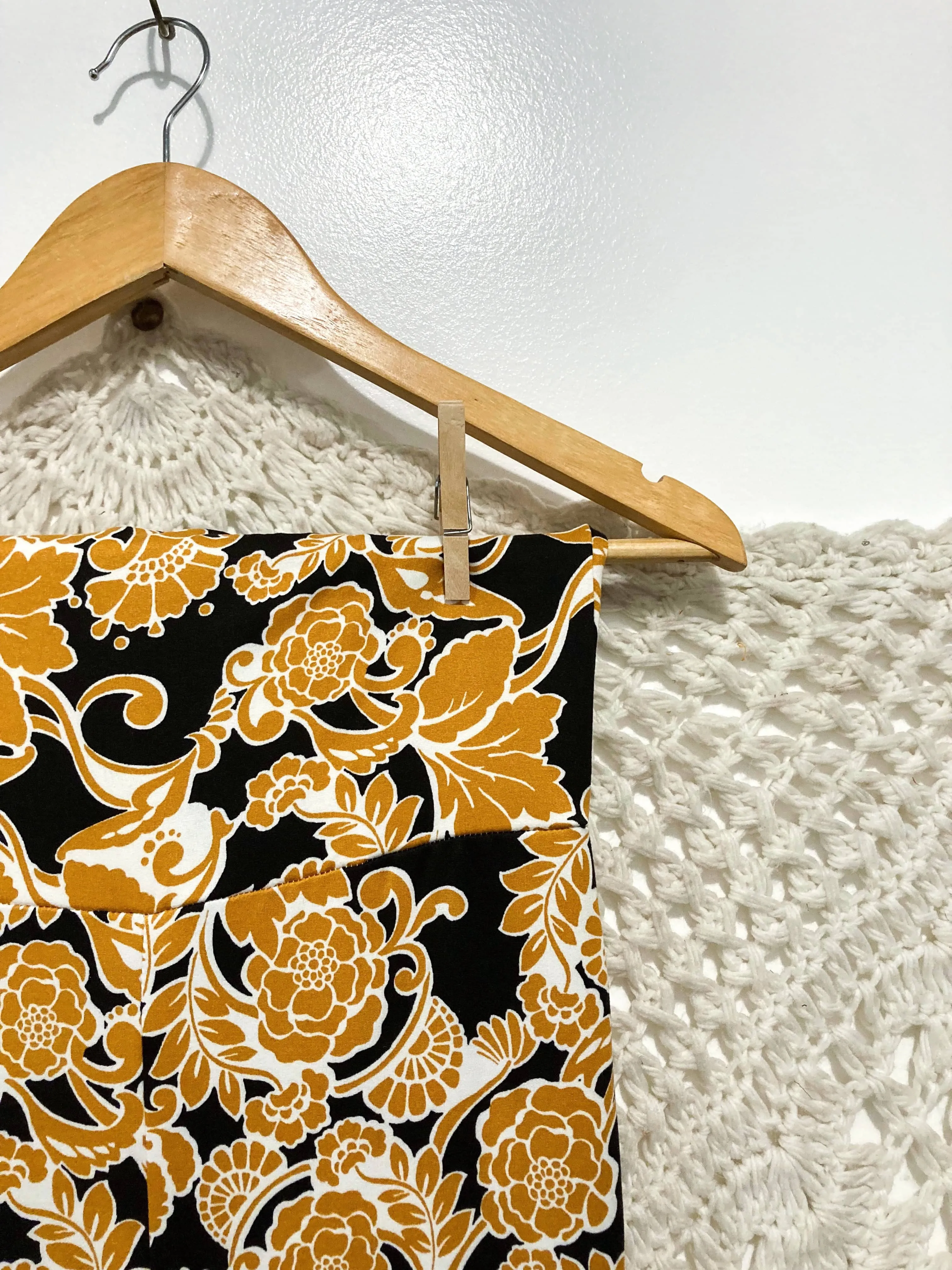 Buttery Knit Ruffle Bells in Mustard Floral