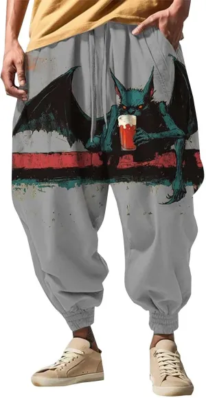Casual Harem Linen Japanese Yoga Street Feel Casual Sweatpants Mens Drawstring Aladdil Hippih Harem Pants Hakama