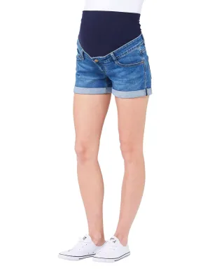 Denim Maternity Shorty-Shorts - Blue
