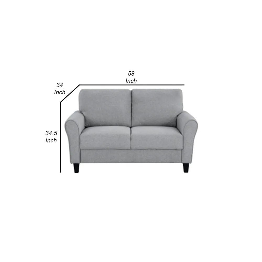 Engi 58" Loveseat, Gray Polyester, Attached Back Cushion By Casagear Home