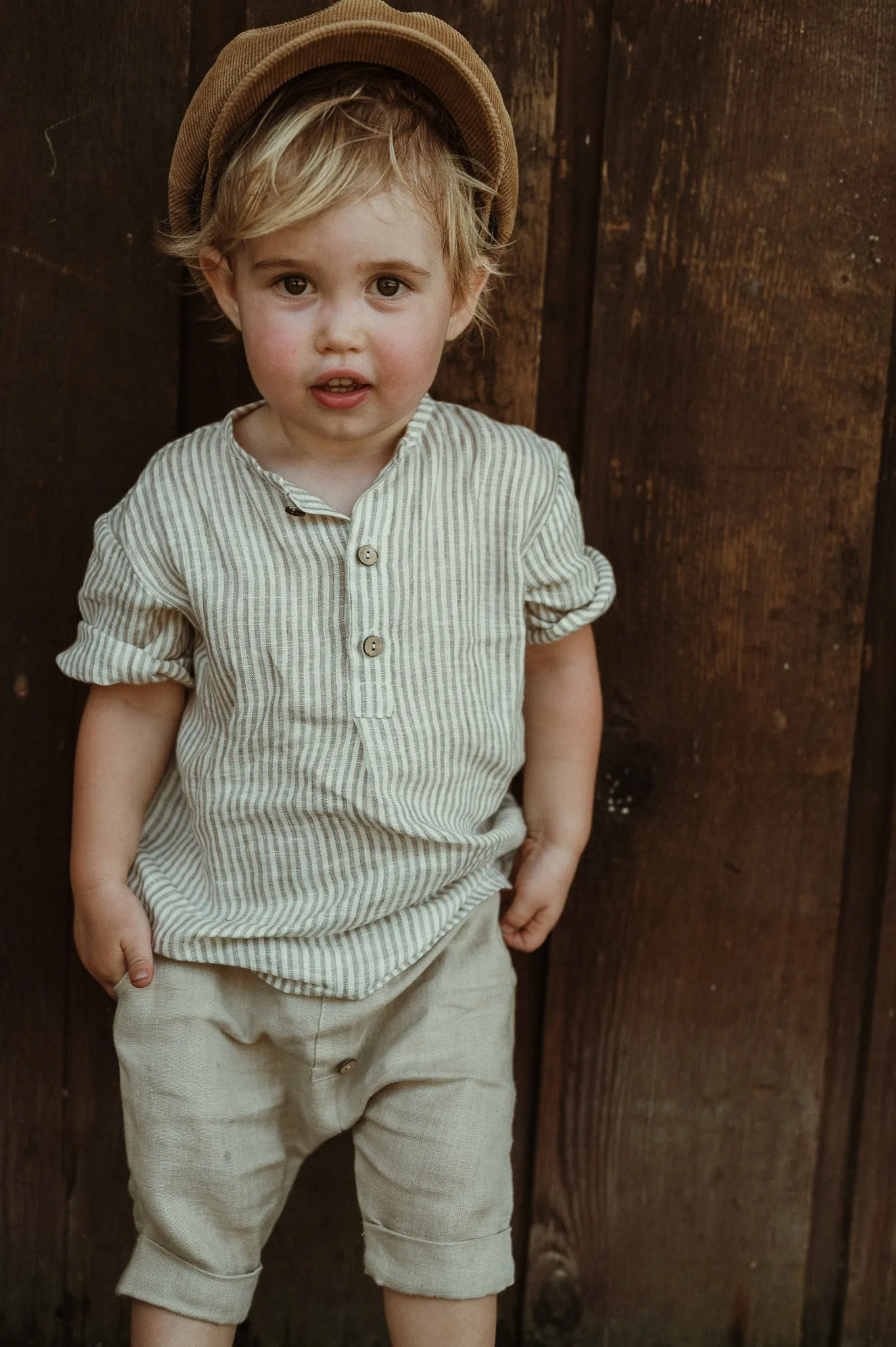 Green Smoke Linen Buttoned Shorts