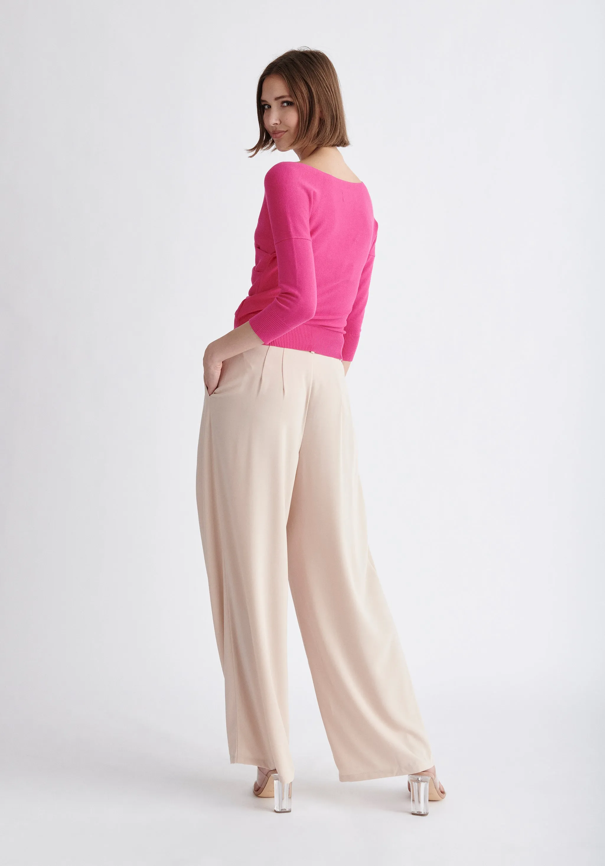 Knitted Wrap Top with 3/4 sleeves