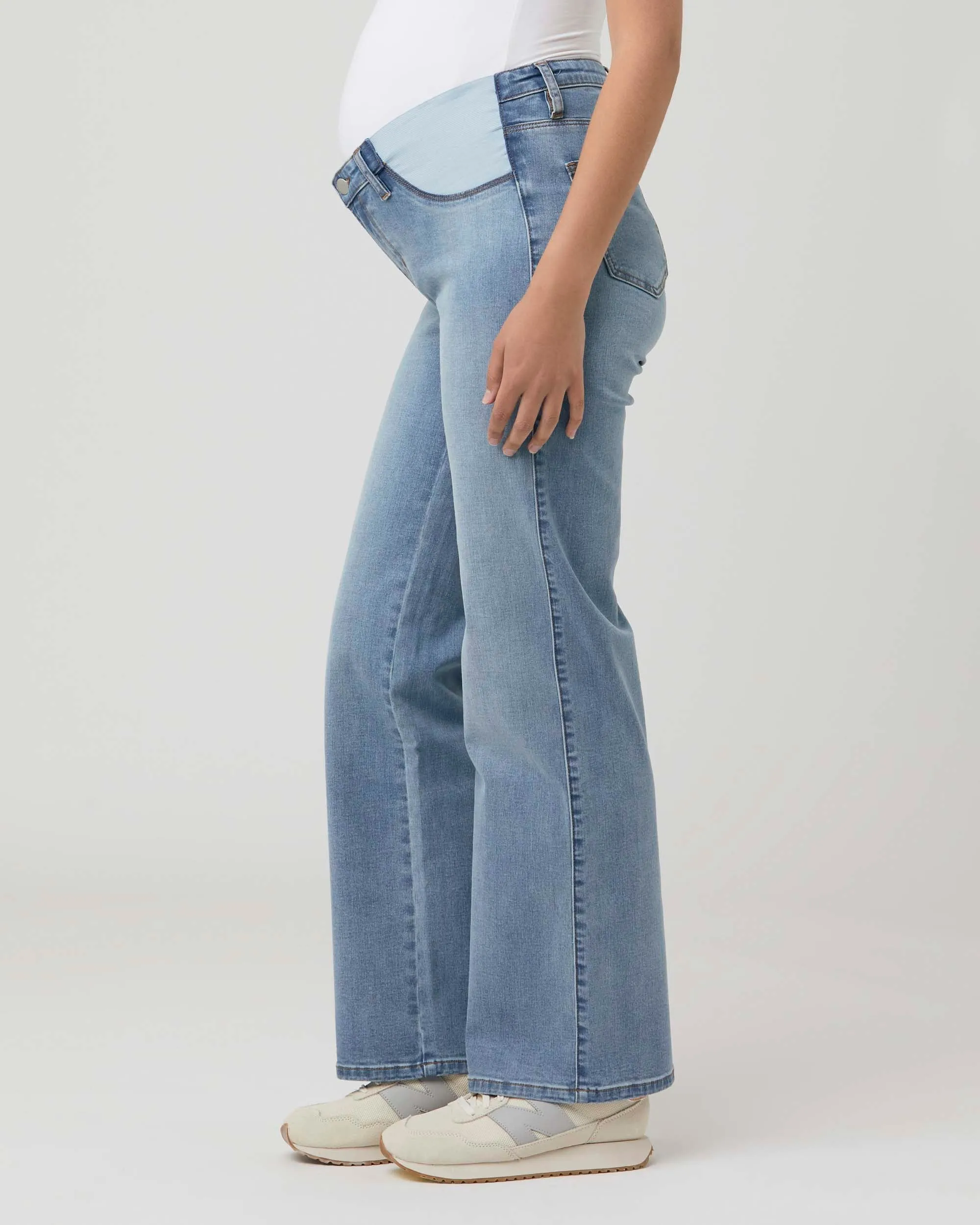 'Kyle' Wide-Leg Maternity Jeans - Light Blue