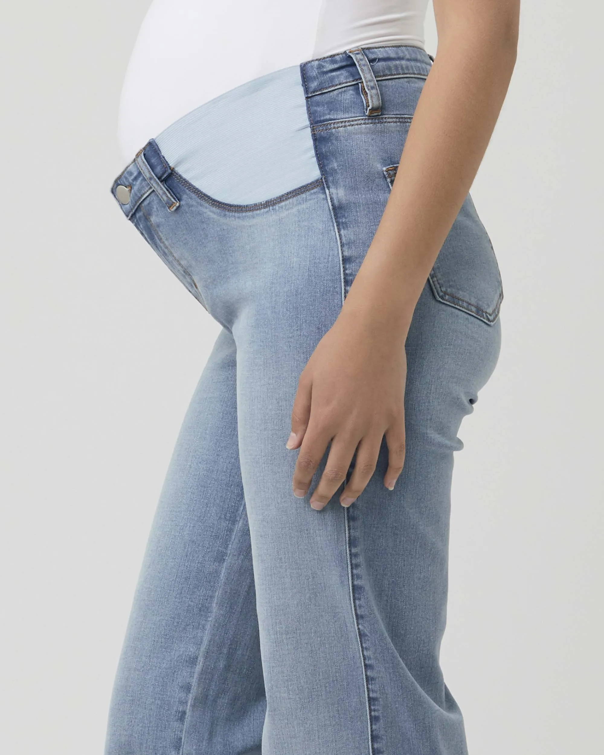 'Kyle' Wide-Leg Maternity Jeans - Light Blue