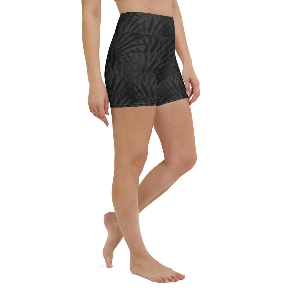 Ladies Yoga Short-Black Palm