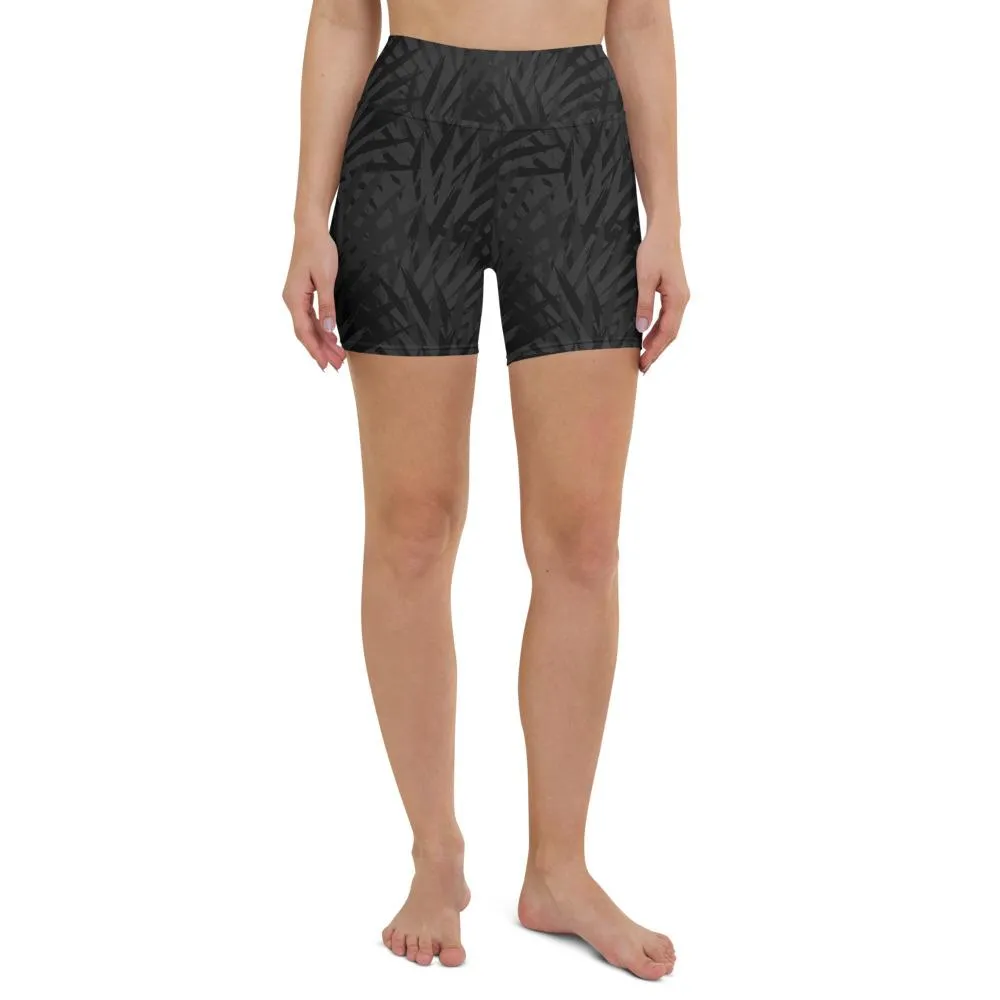 Ladies Yoga Short-Black Palm