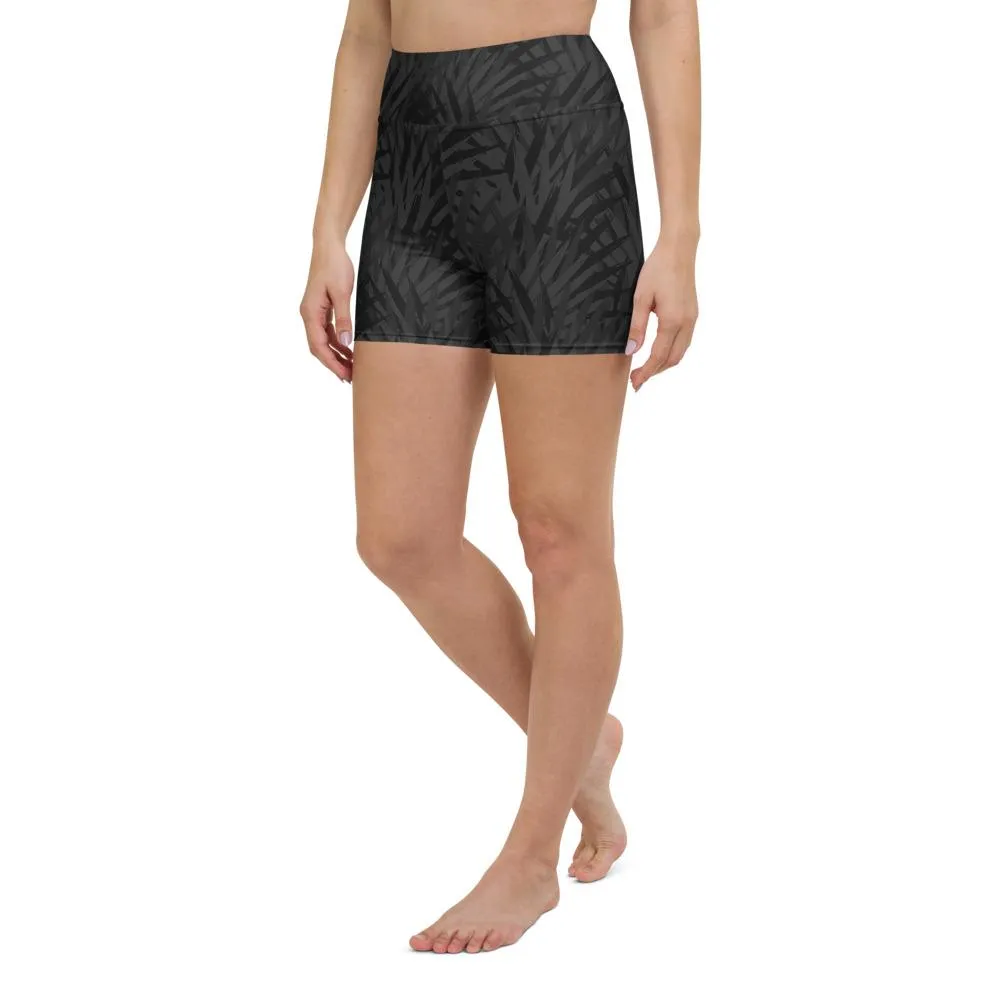 Ladies Yoga Short-Black Palm