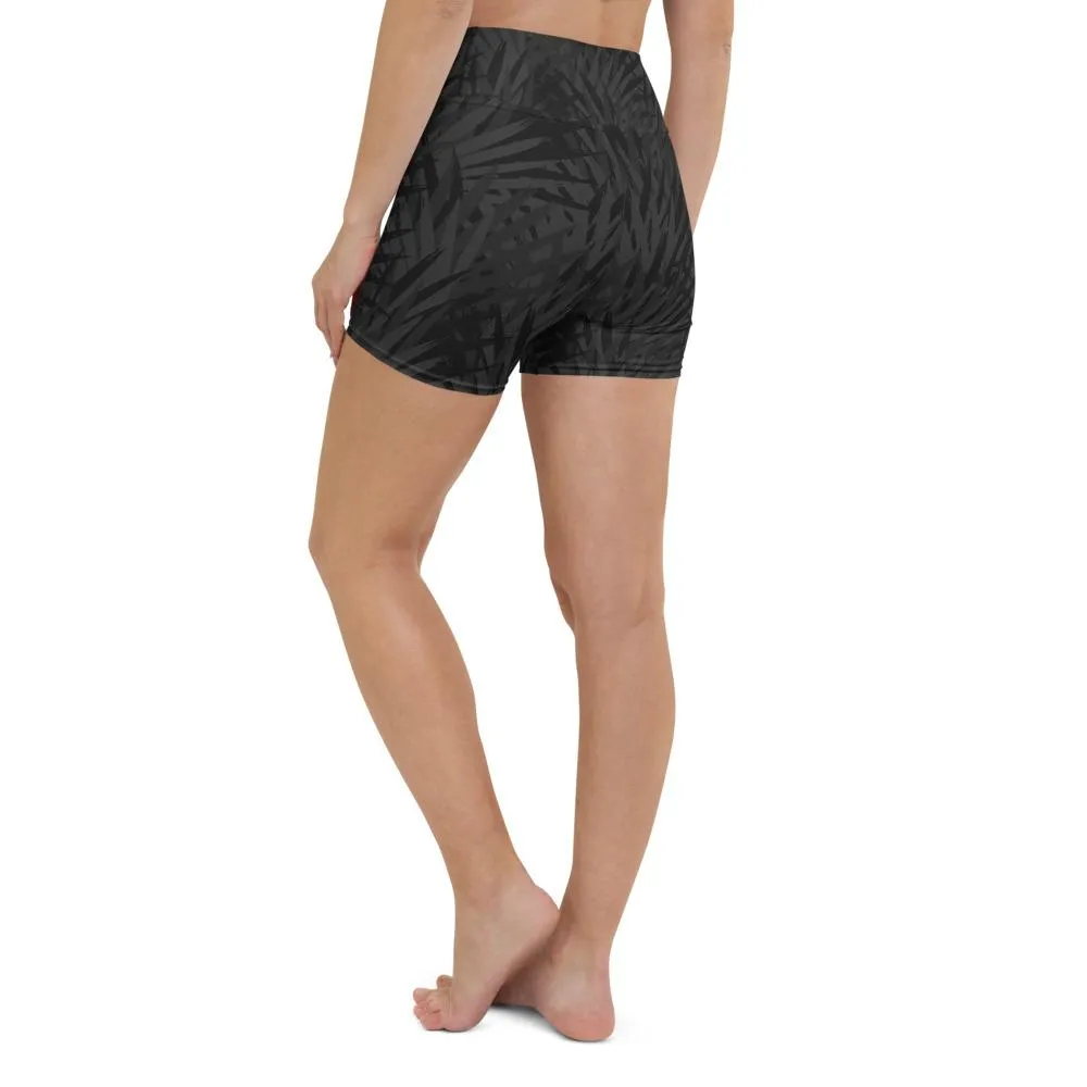 Ladies Yoga Short-Black Palm