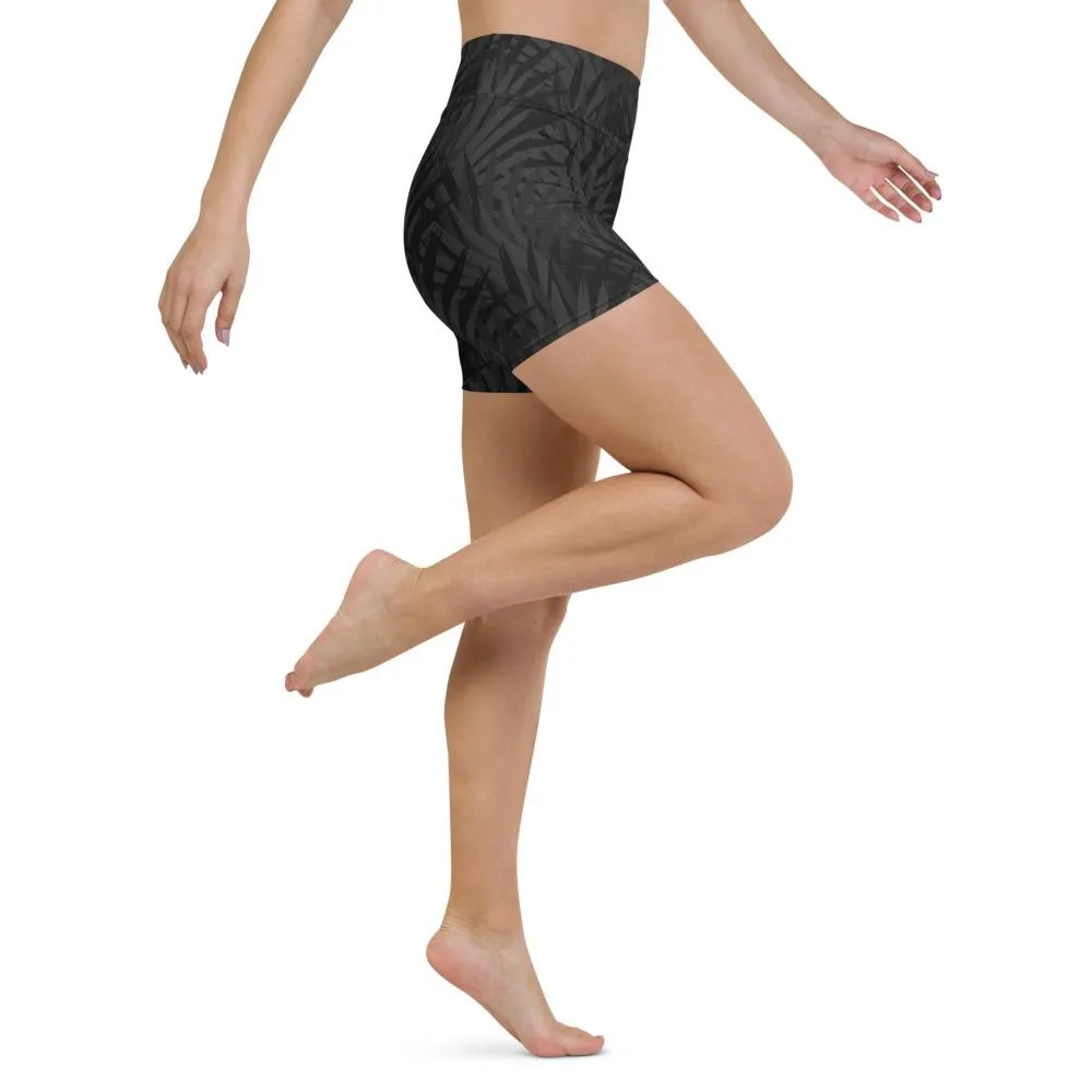 Ladies Yoga Short-Black Palm