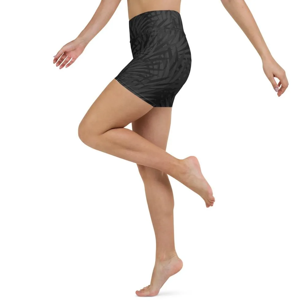 Ladies Yoga Short-Black Palm