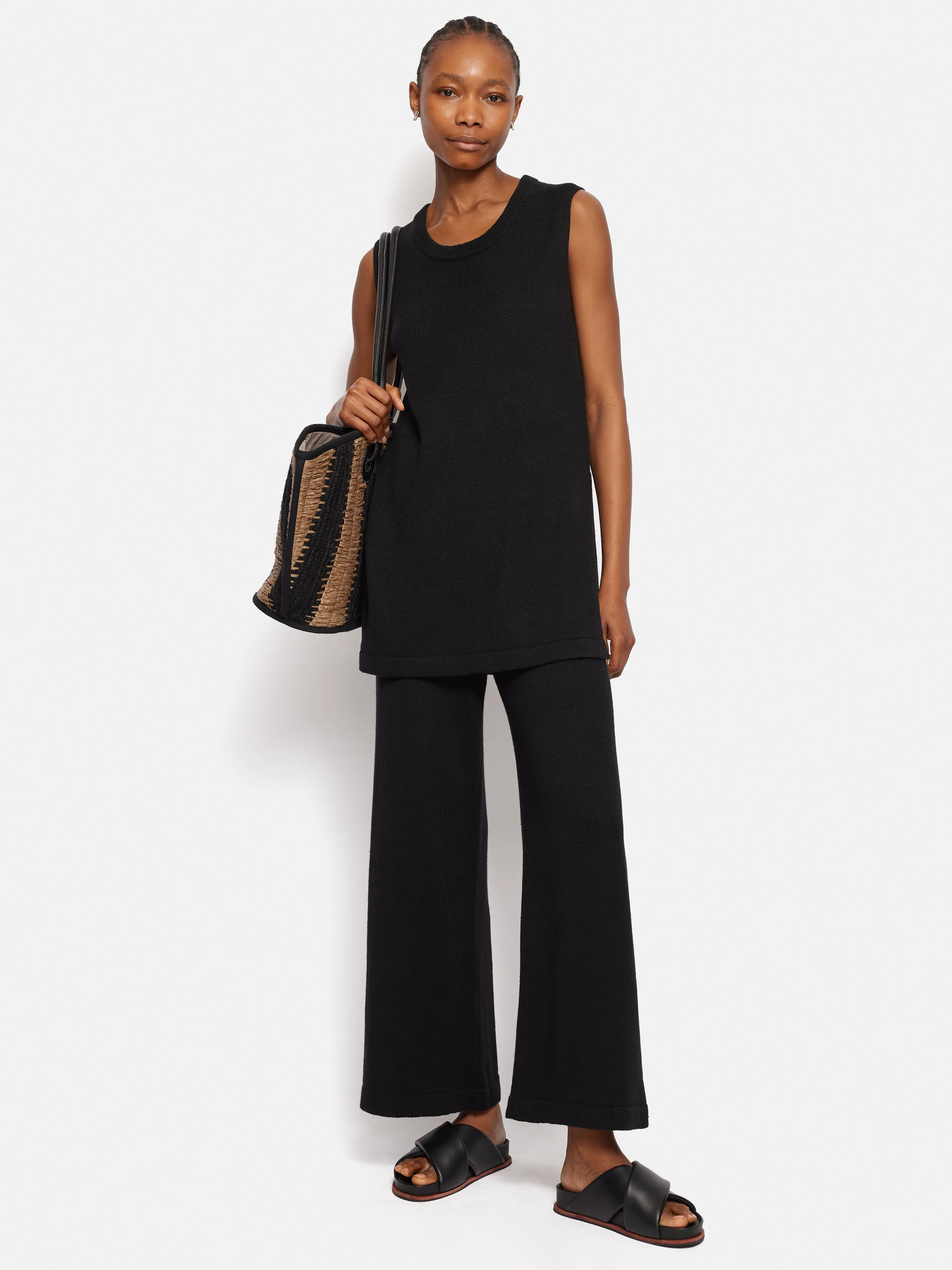 Linen Cotton Knitted Tunic | Black