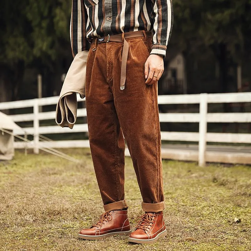 Men's American Retro Casual Slim Corduroy Pants