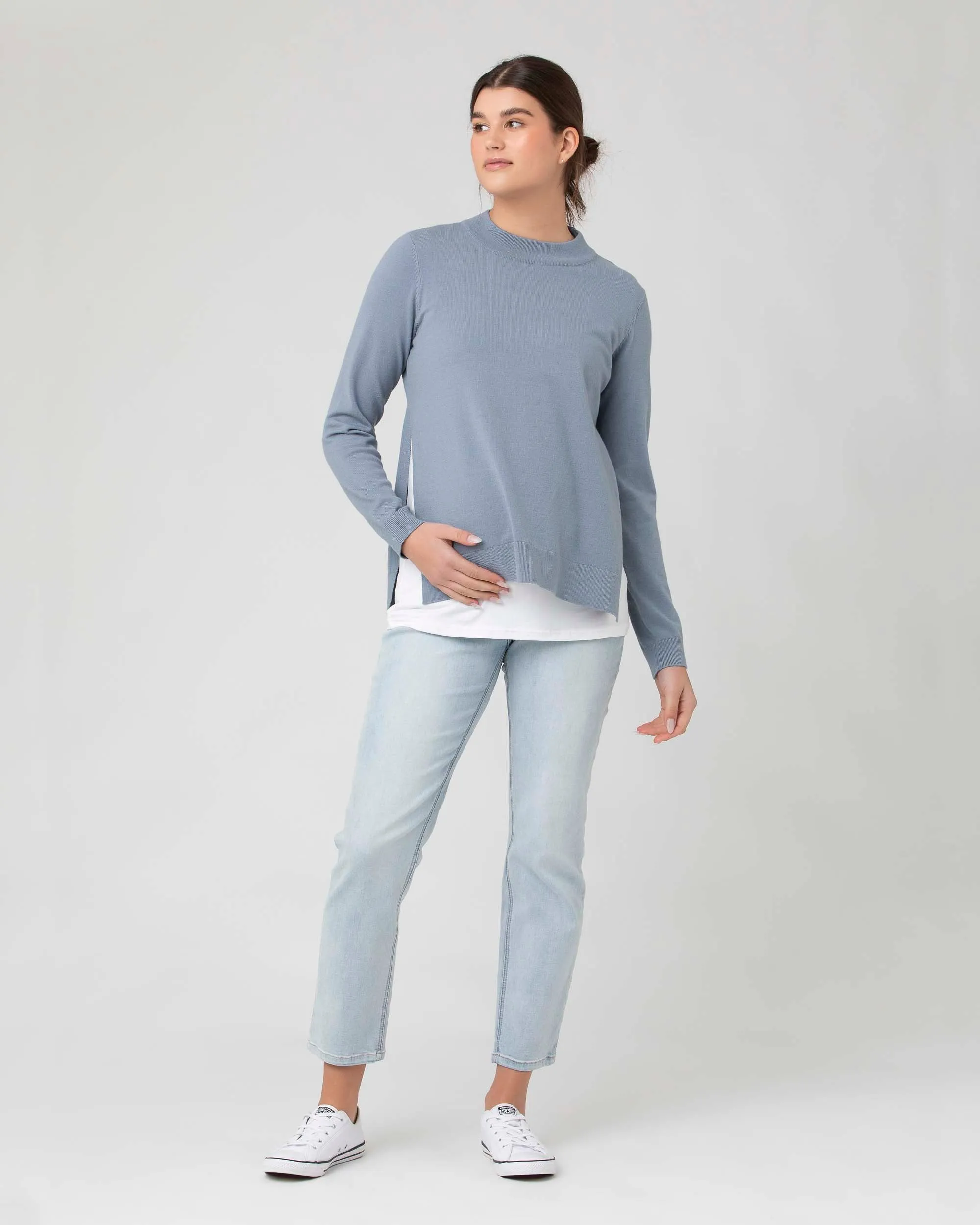 'Morgan' Side Split Nursing Knit - Petrol