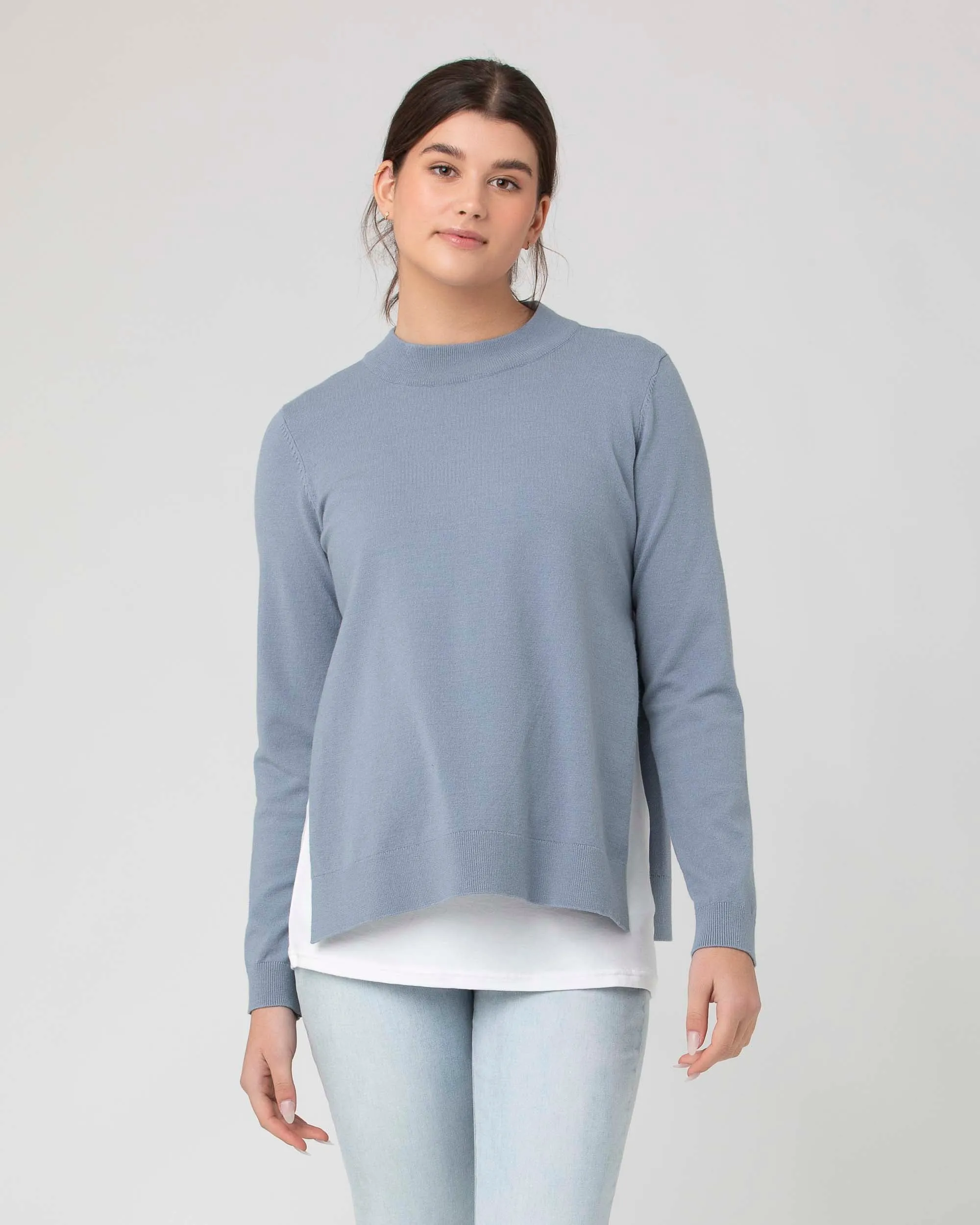 'Morgan' Side Split Nursing Knit - Petrol