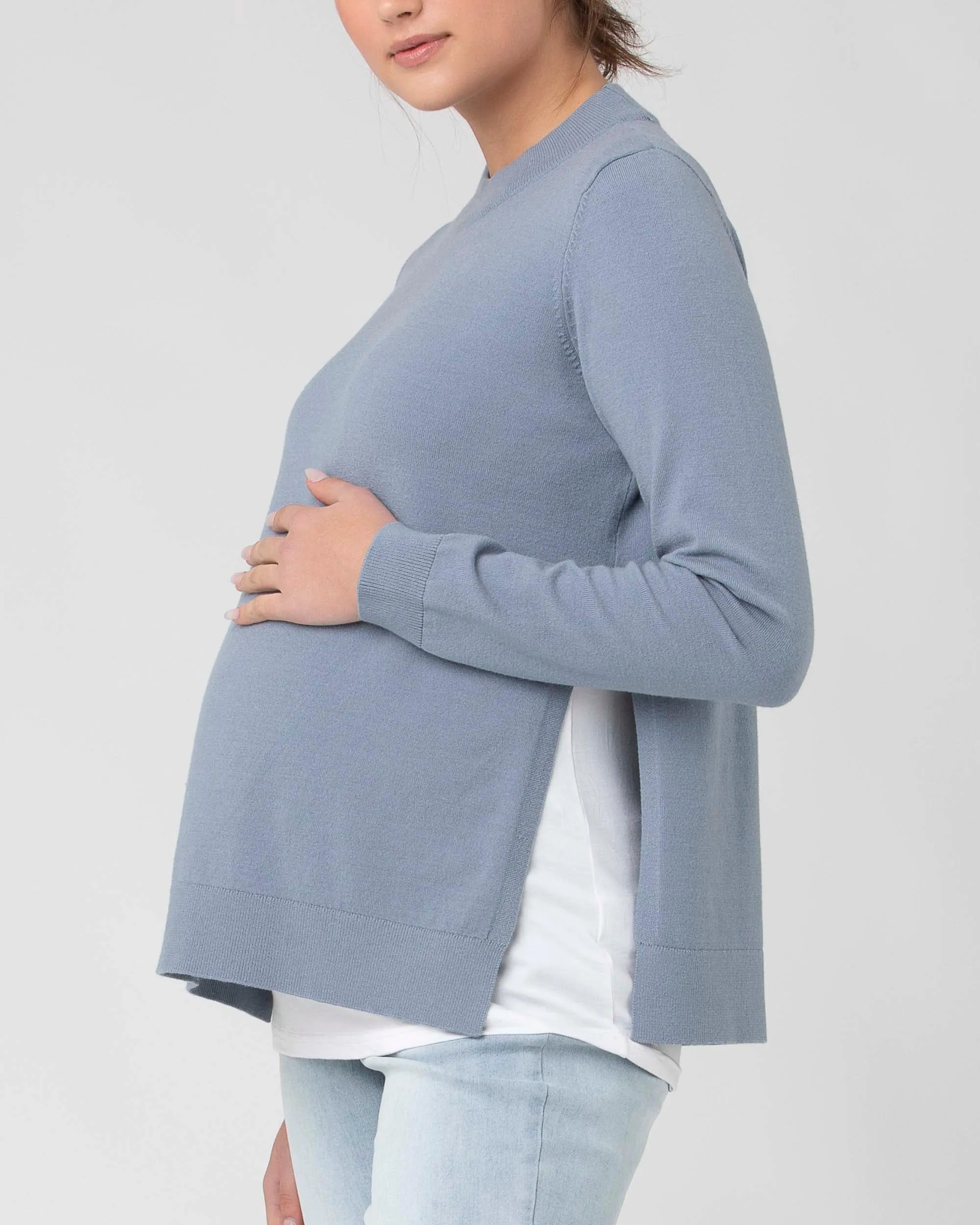 'Morgan' Side Split Nursing Knit - Petrol