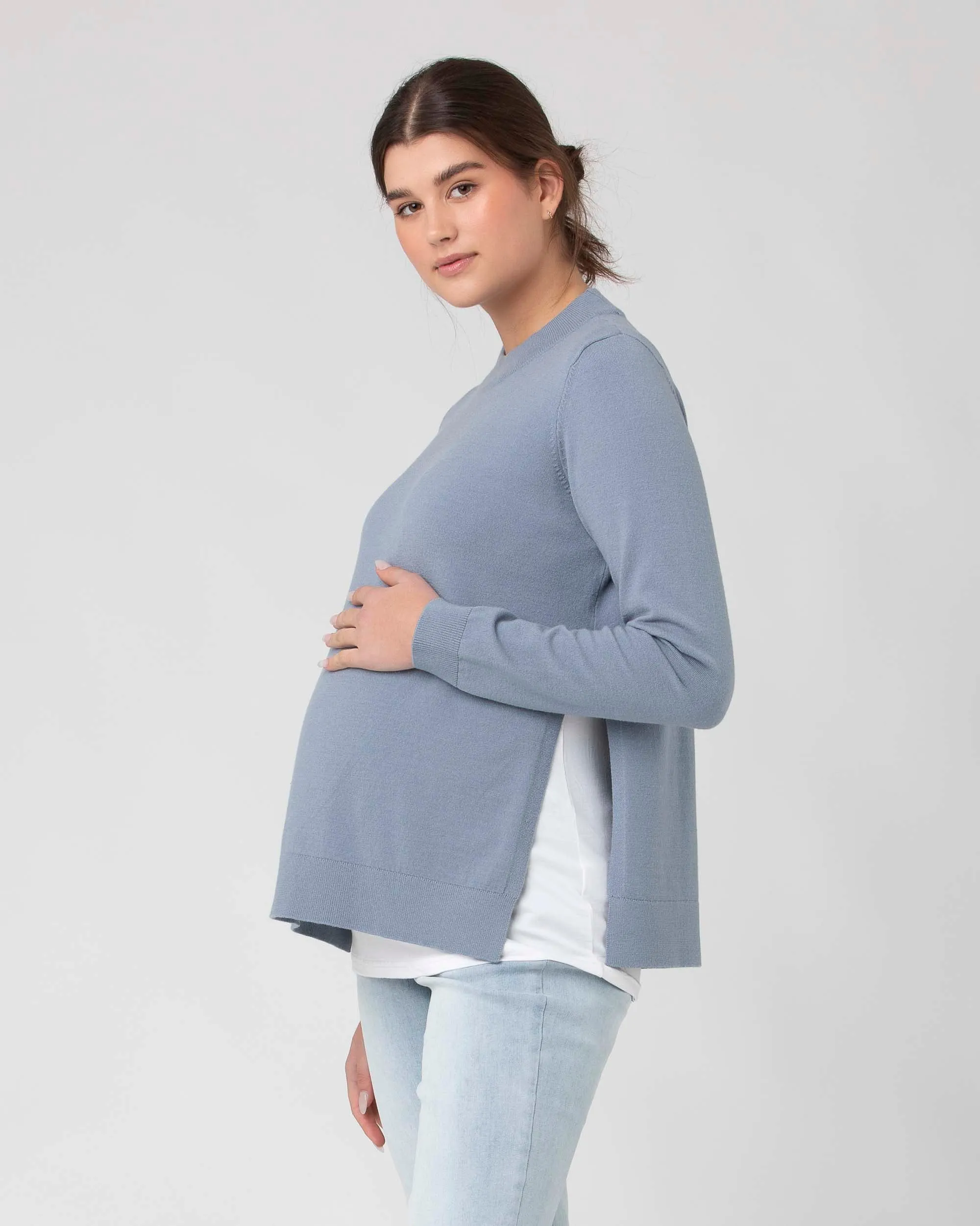 'Morgan' Side Split Nursing Knit - Petrol
