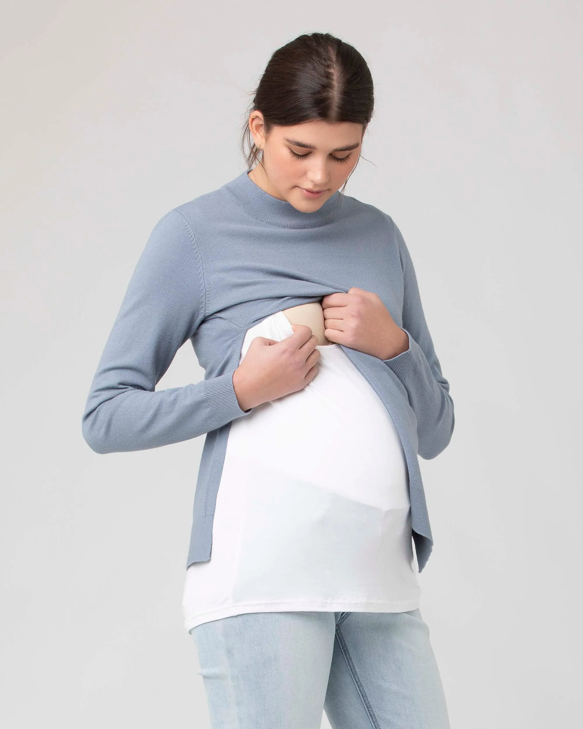 'Morgan' Side Split Nursing Knit - Petrol