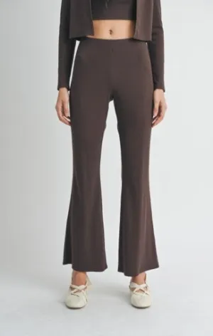 Motions Bell Bottom Ribbed Pants- Brown