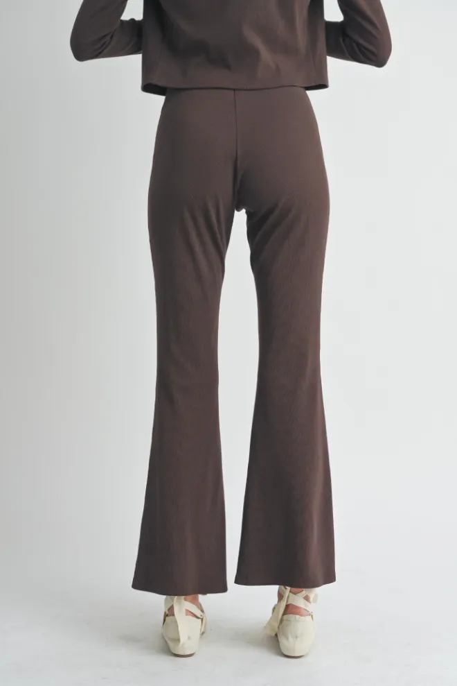 Motions Bell Bottom Ribbed Pants- Brown