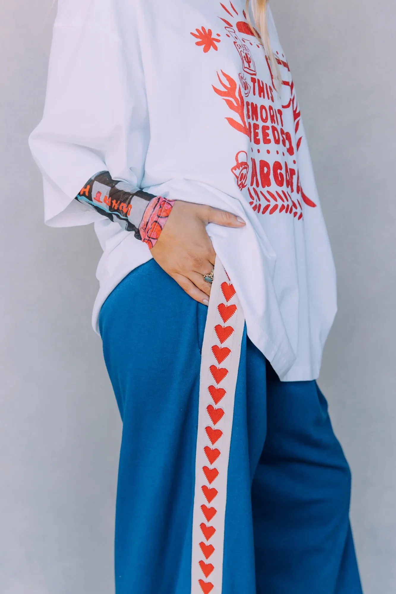 Raving Hearts Track Pant - Blue