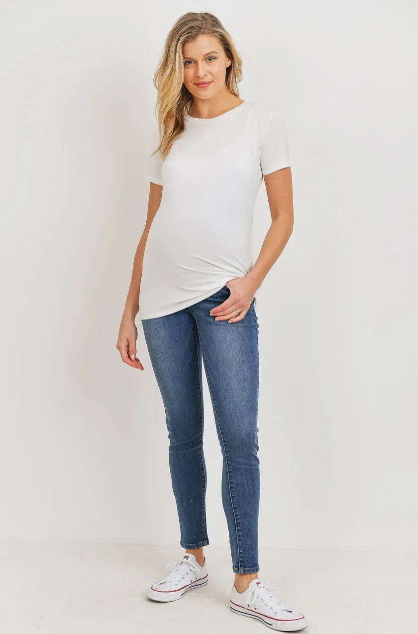 Stretch Maternity Skinny Jeans with Elastic Belly Band