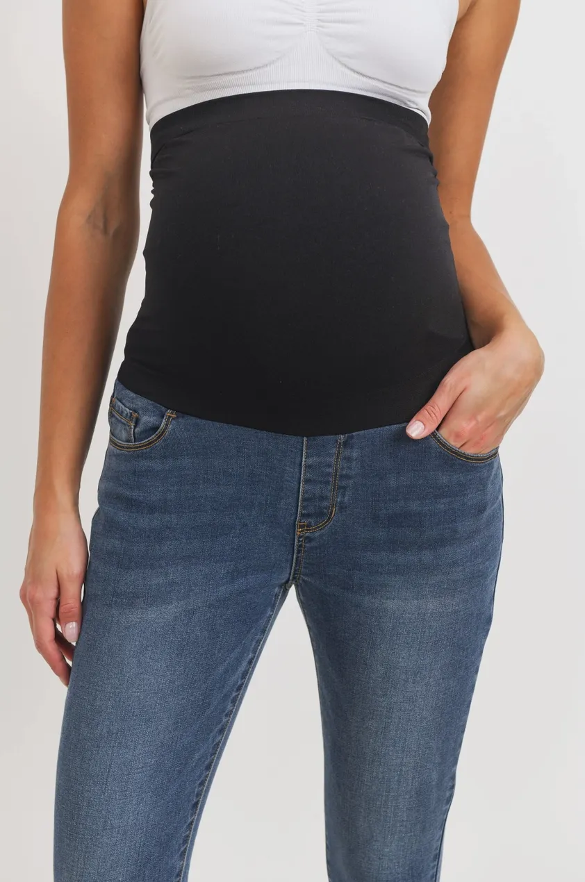 Stretch Maternity Skinny Jeans with Elastic Belly Band