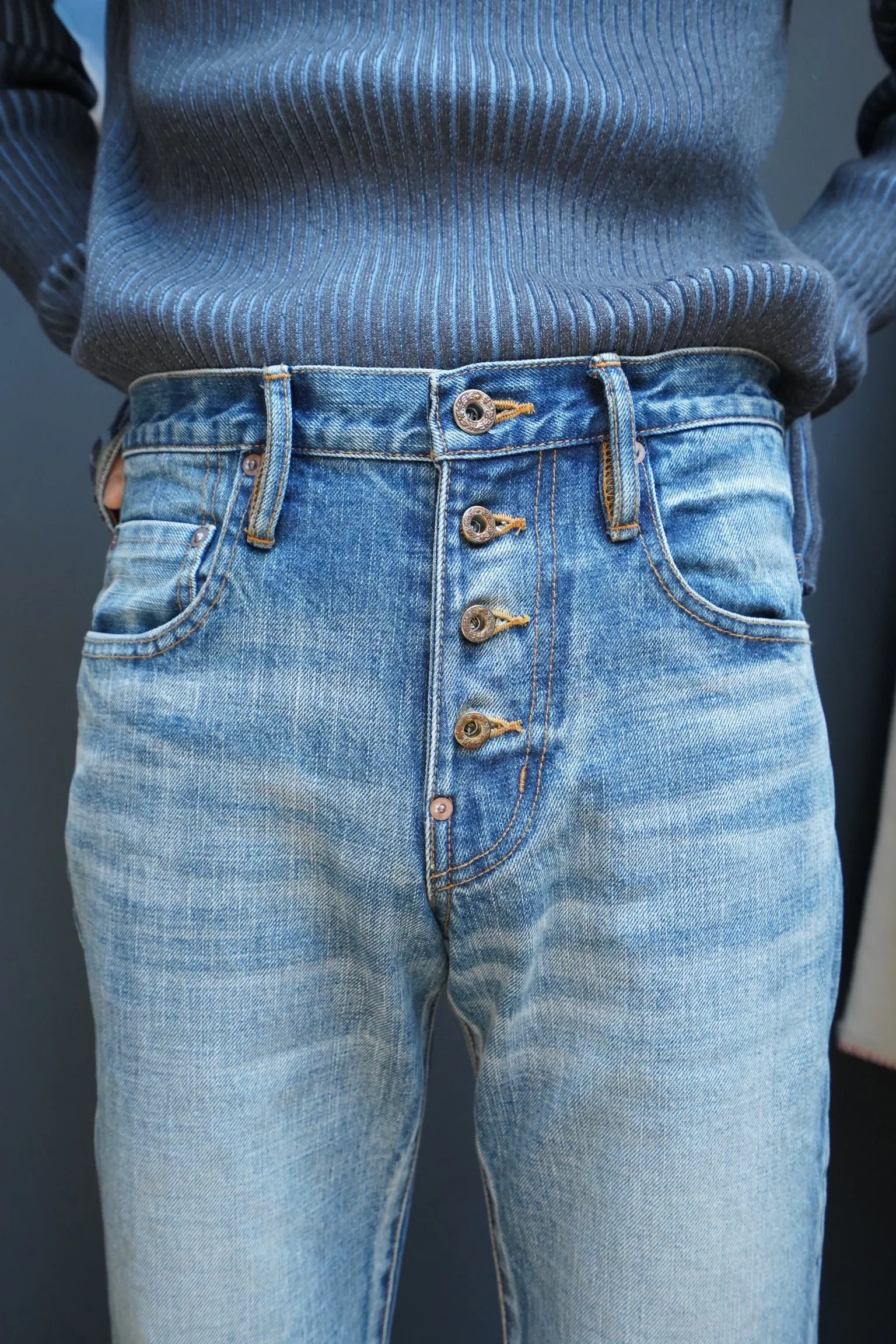 SUGARHILL FADED BELL BOTTOM DENIM PANTS
