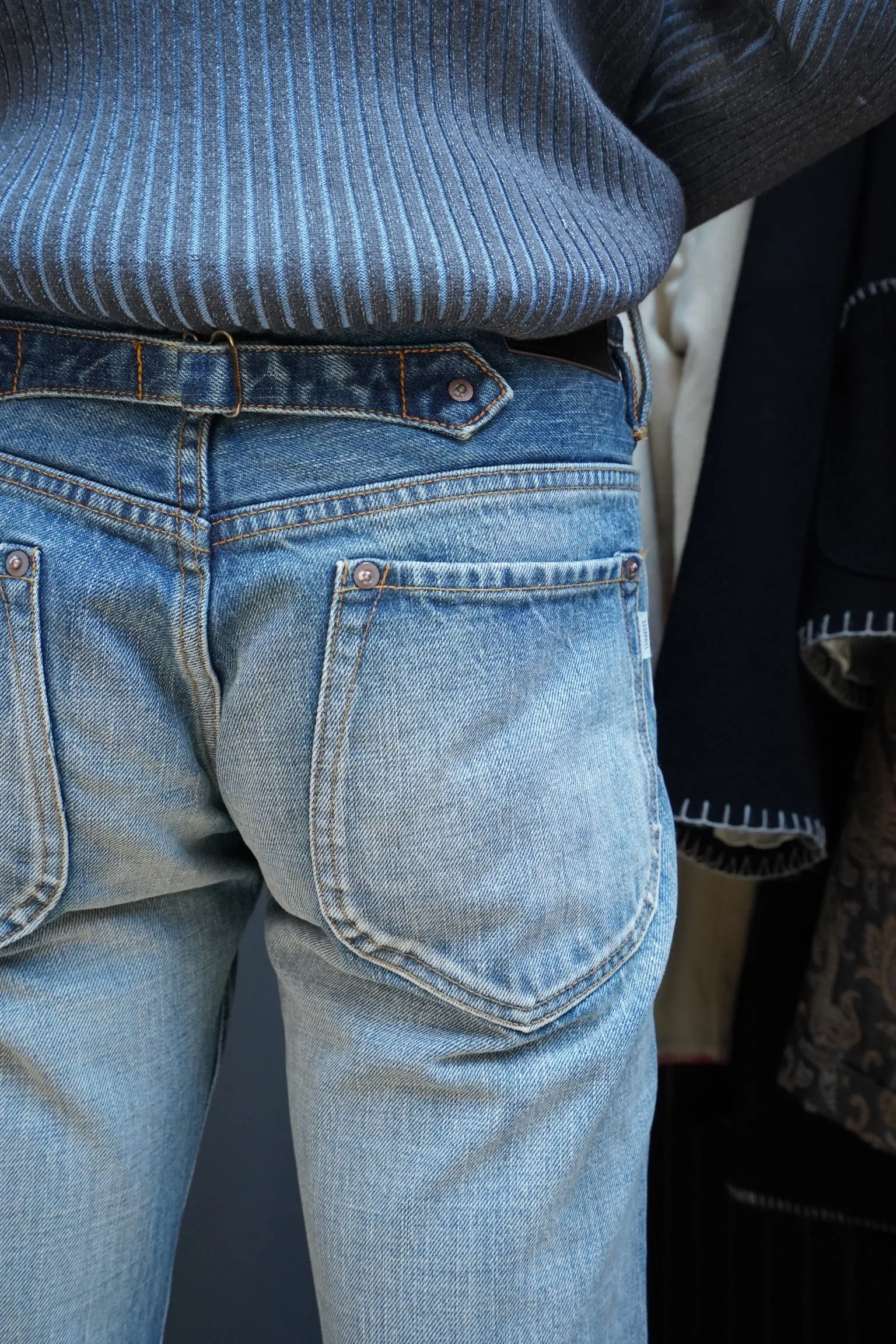 SUGARHILL FADED BELL BOTTOM DENIM PANTS