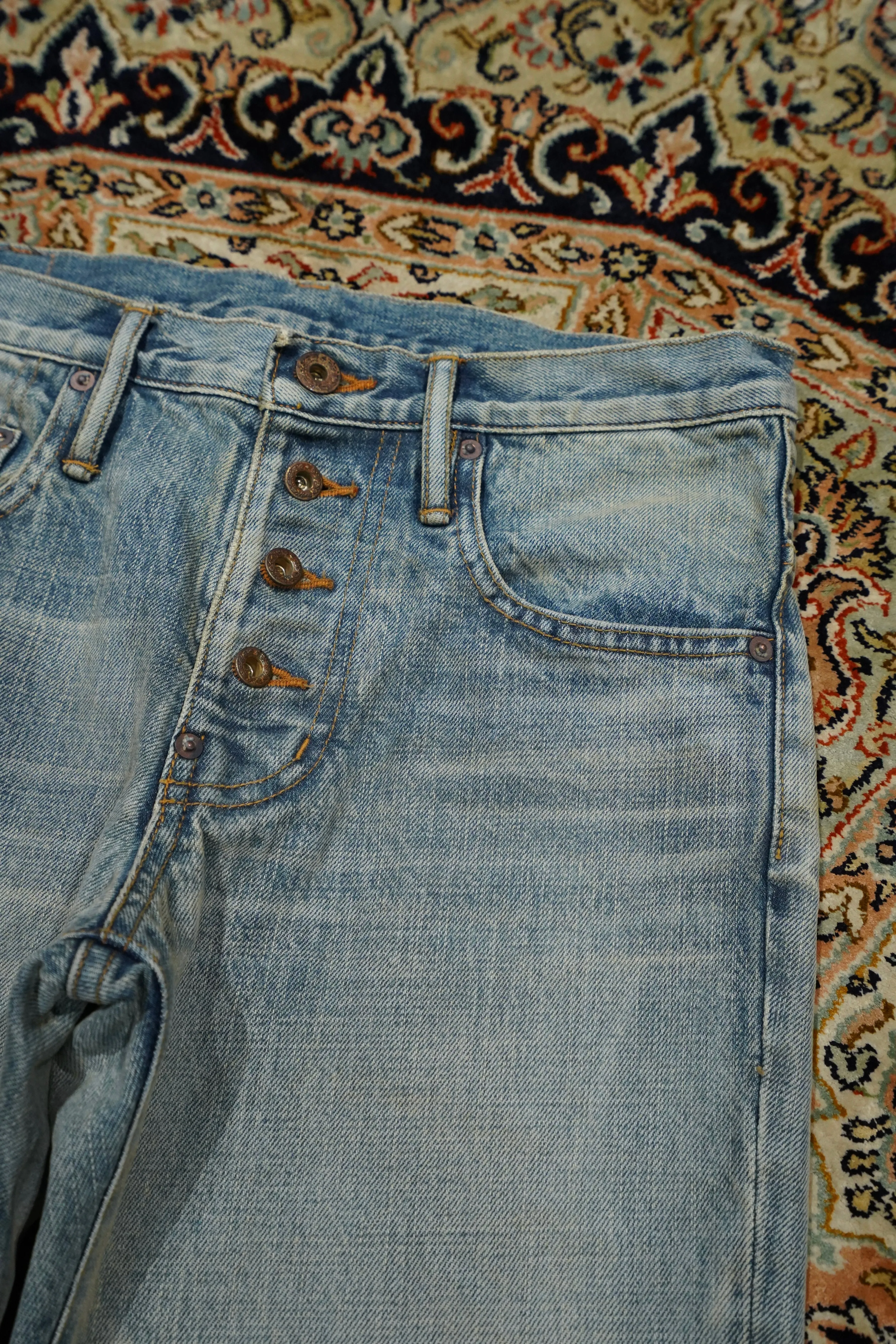 SUGARHILL FADED BELL-BOTTOM DENIM PANTS