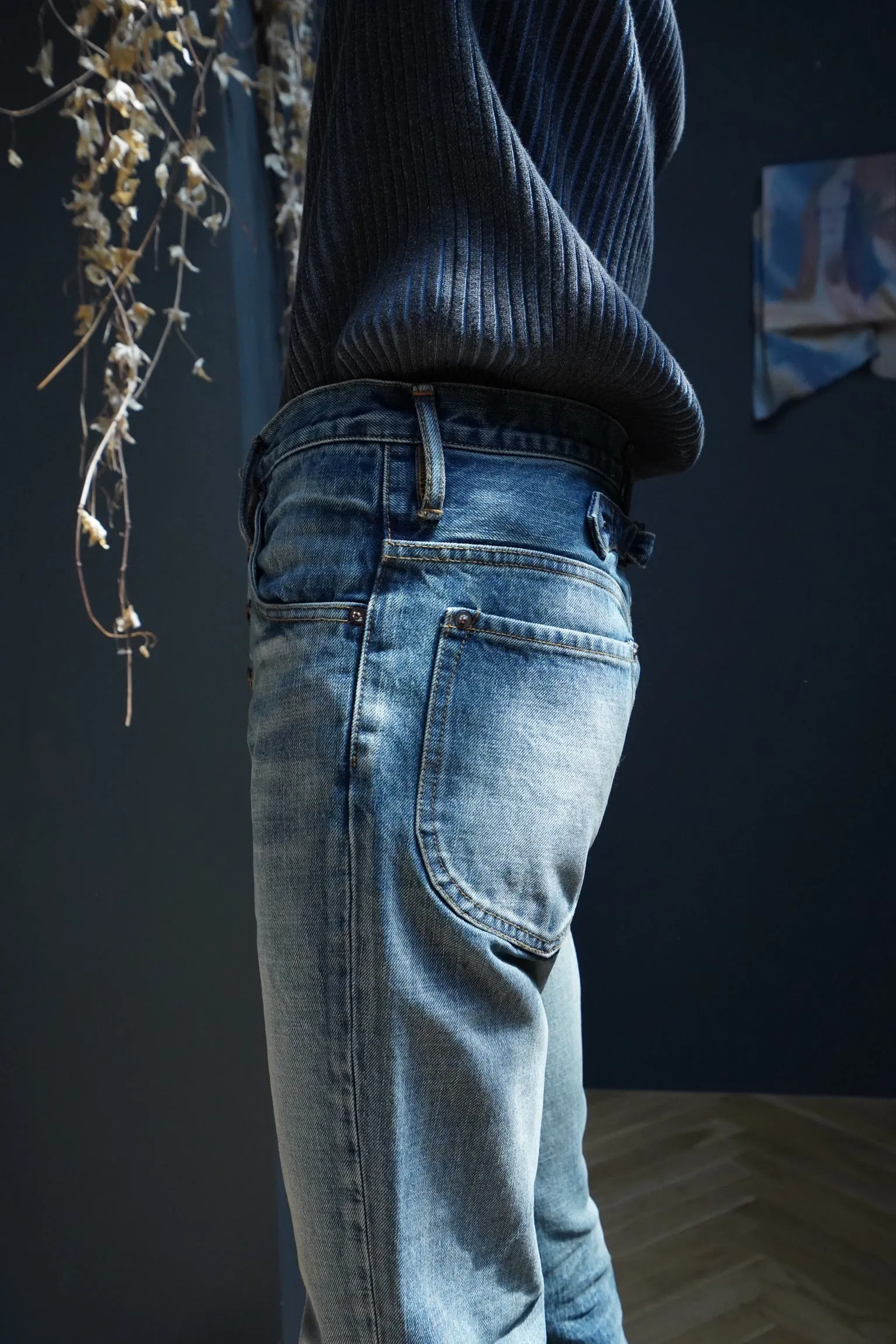 SUGARHILL FADED BELL BOTTOM DENIM PANTS