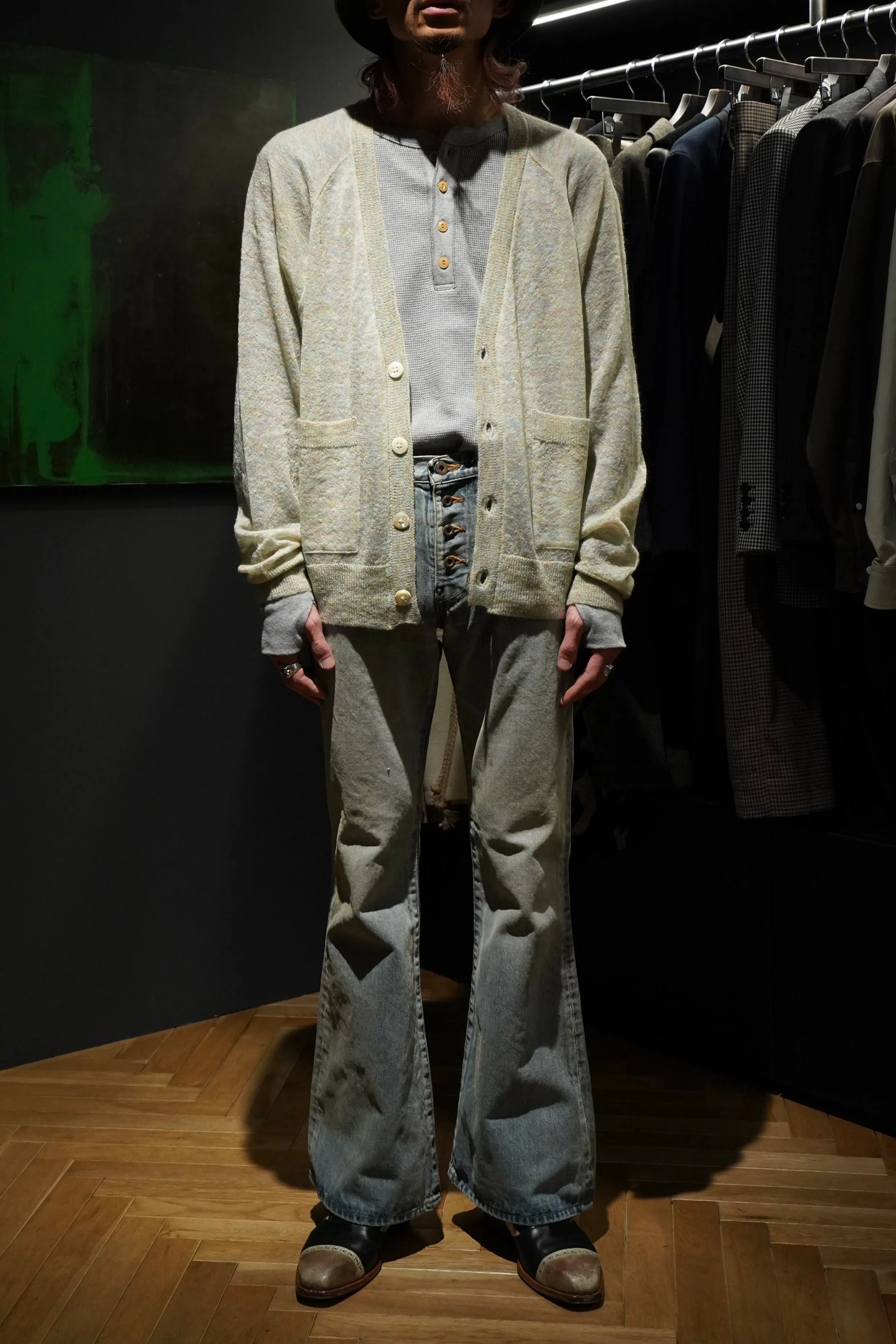 SUGARHILL FADED BELL-BOTTOM DENIM PANTS