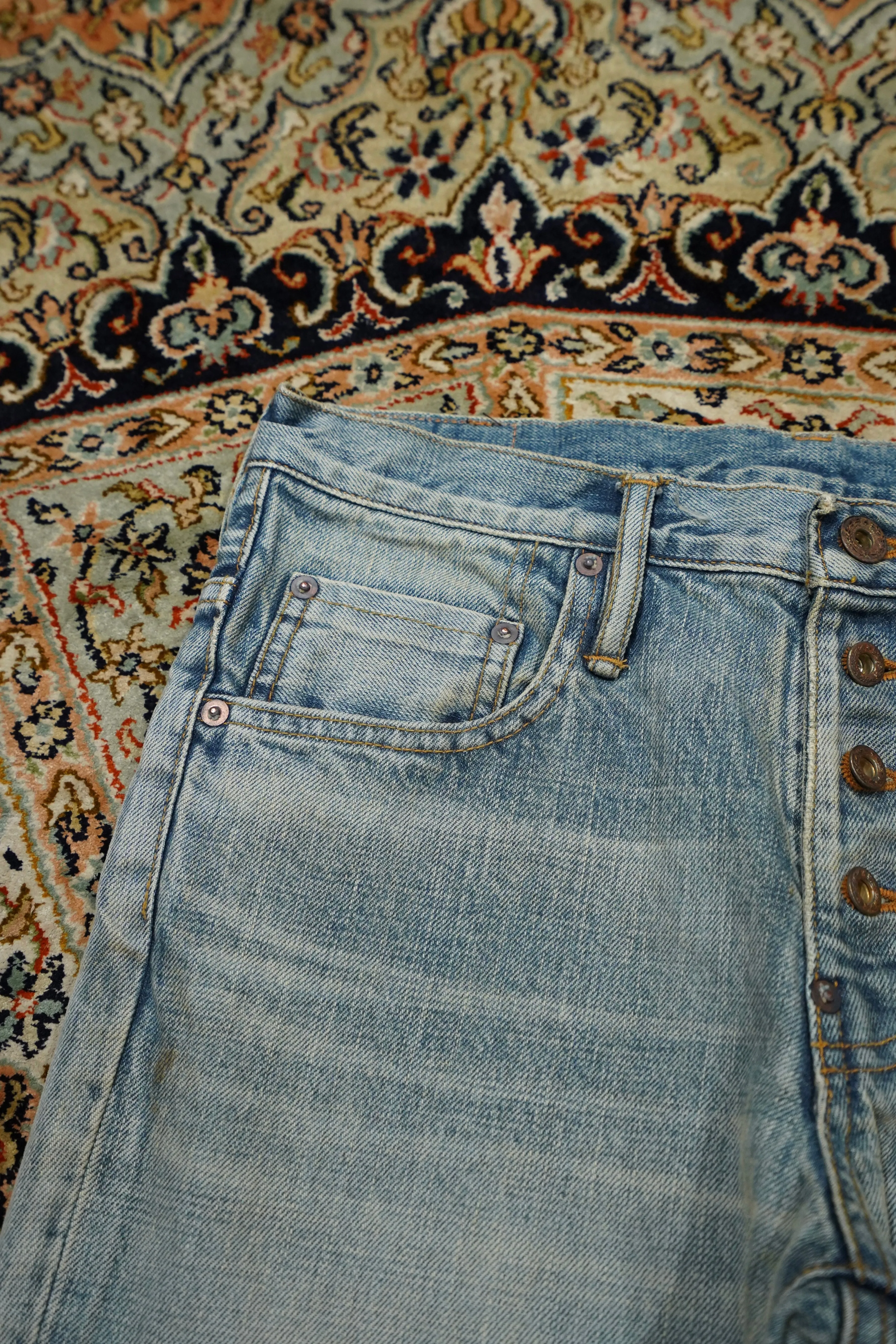 SUGARHILL FADED BELL-BOTTOM DENIM PANTS