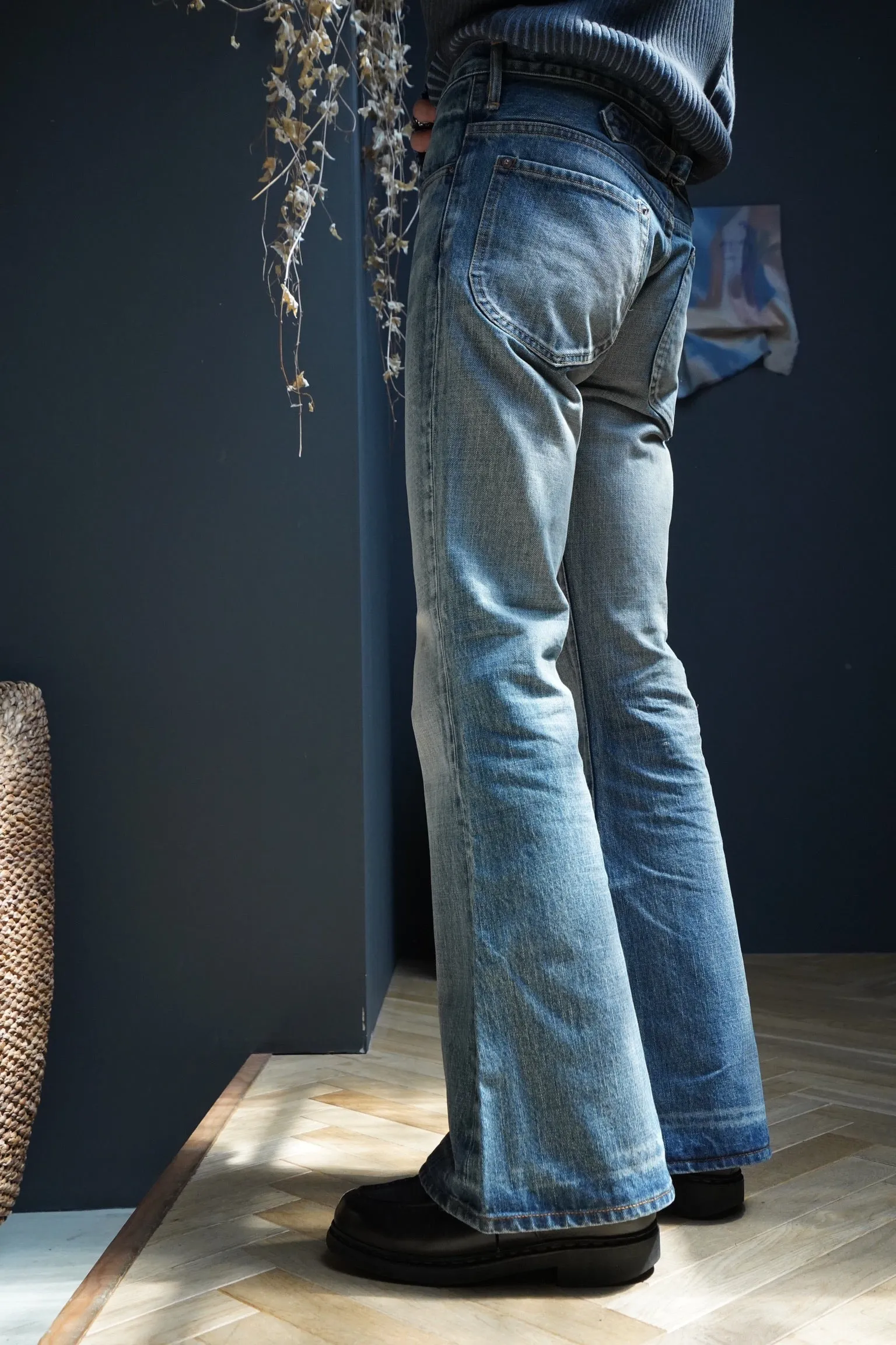 SUGARHILL FADED BELL BOTTOM DENIM PANTS