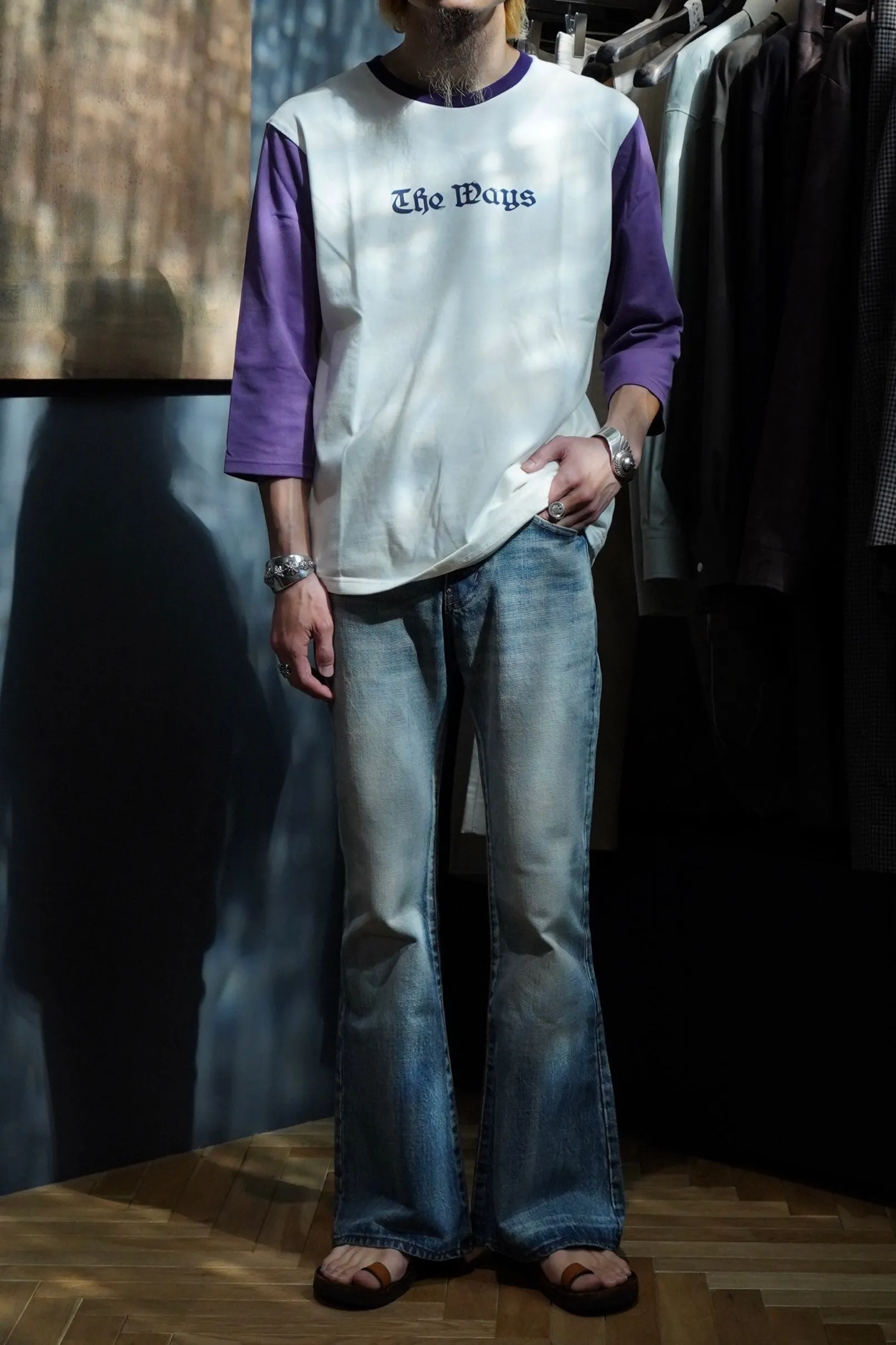 SUGARHILL FADED BELL BOTTOM DENIM PANTS