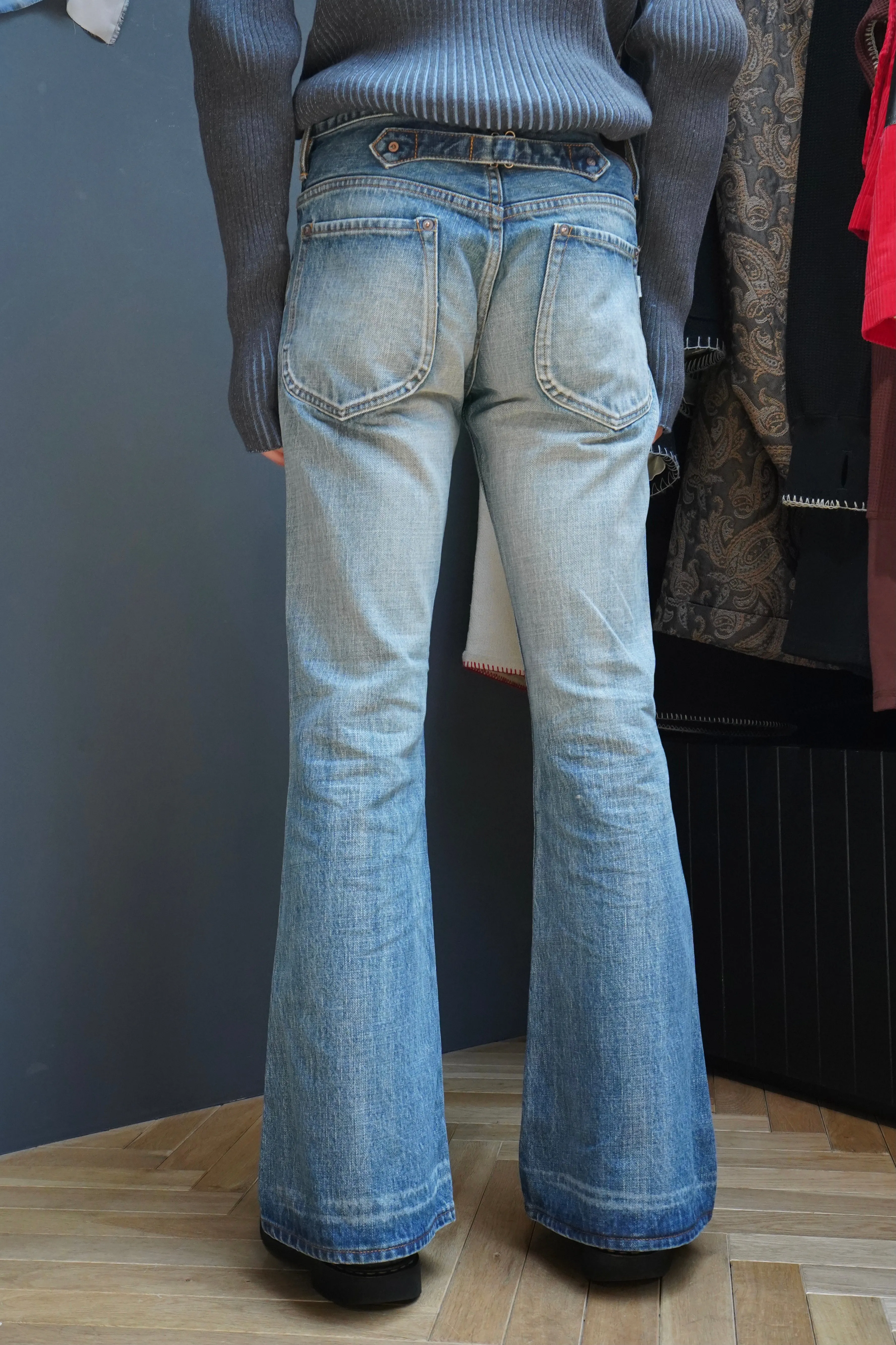 SUGARHILL FADED BELL BOTTOM DENIM PANTS