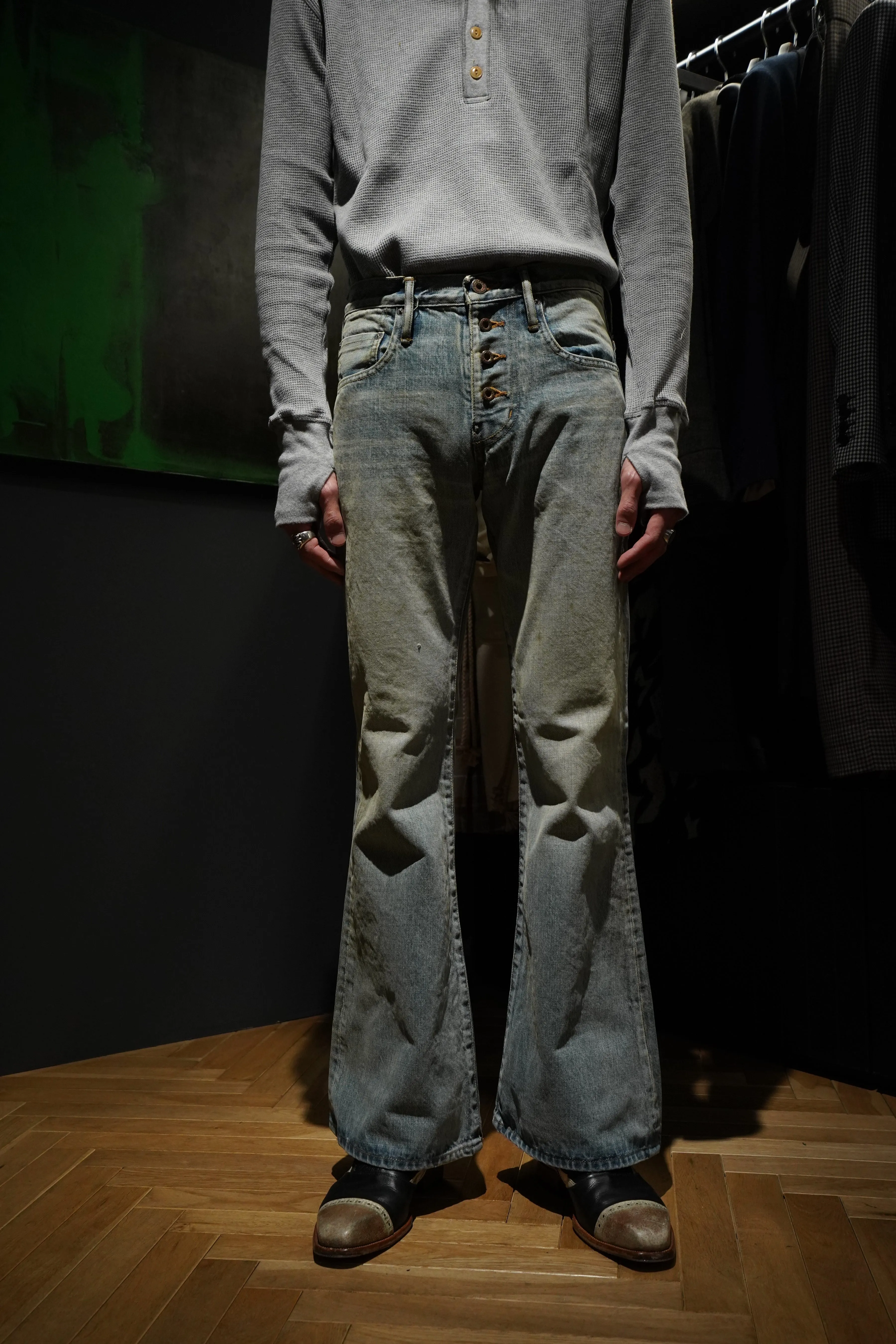 SUGARHILL FADED BELL-BOTTOM DENIM PANTS