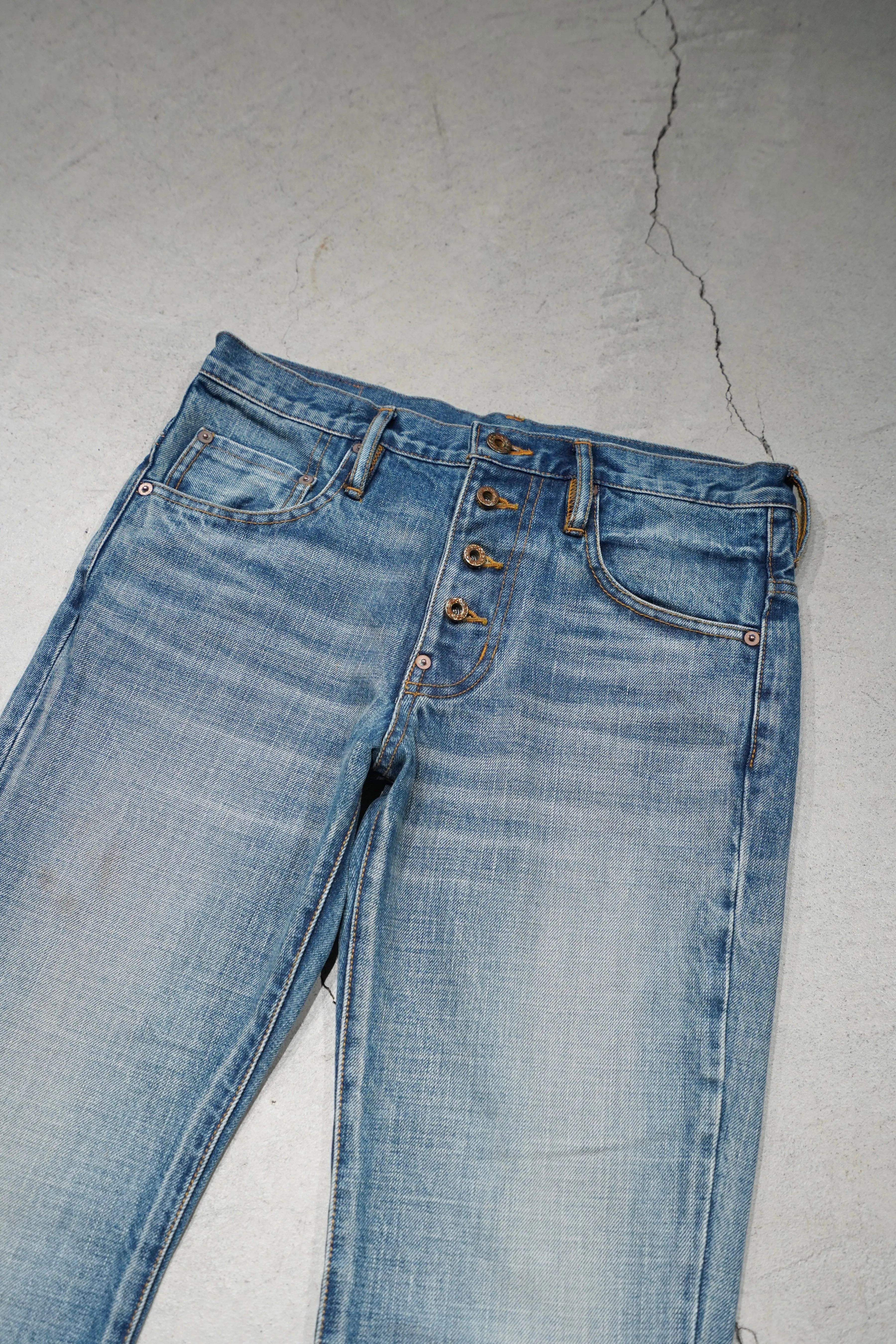 SUGARHILL FADED BELL BOTTOM DENIM PANTS