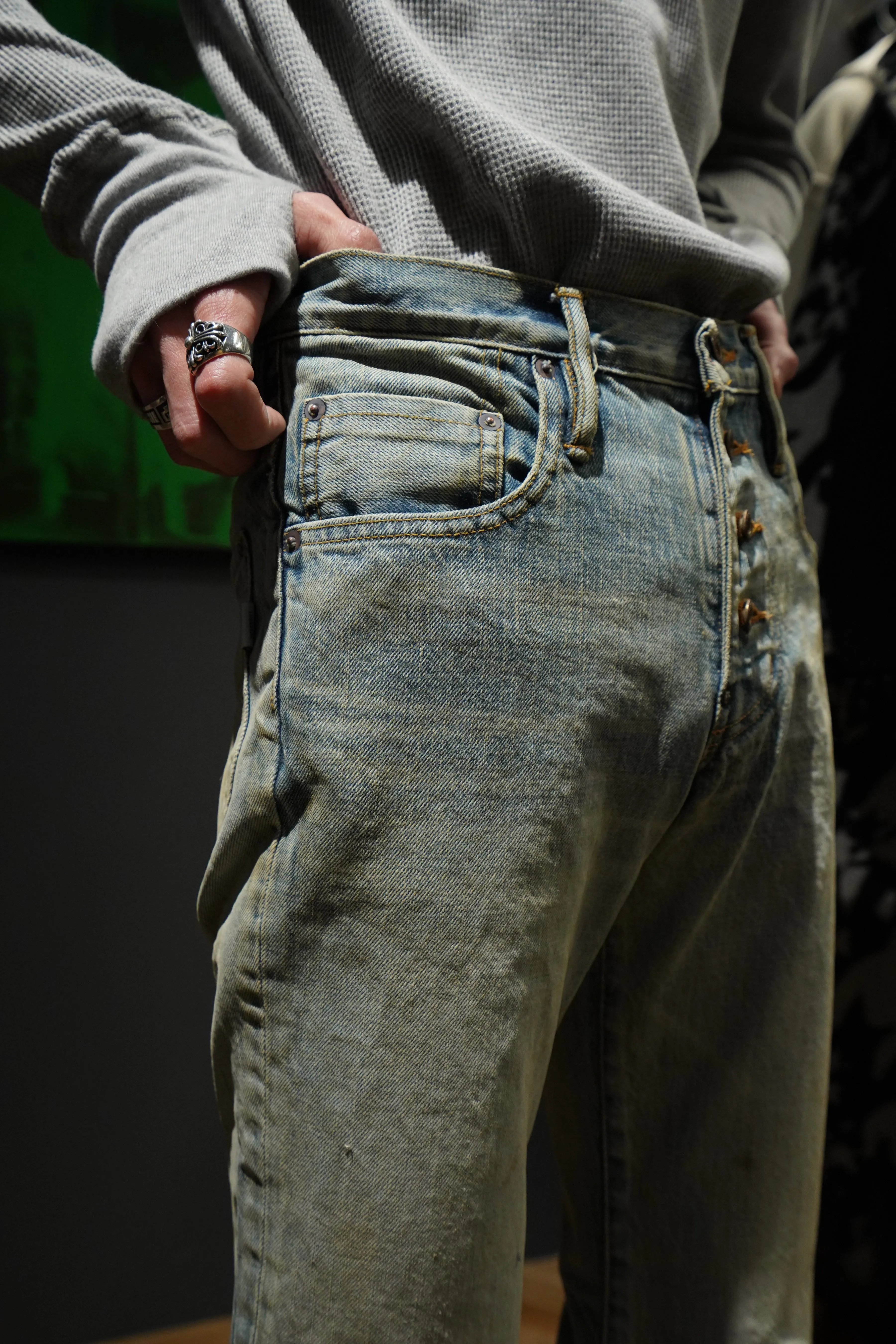SUGARHILL FADED BELL-BOTTOM DENIM PANTS