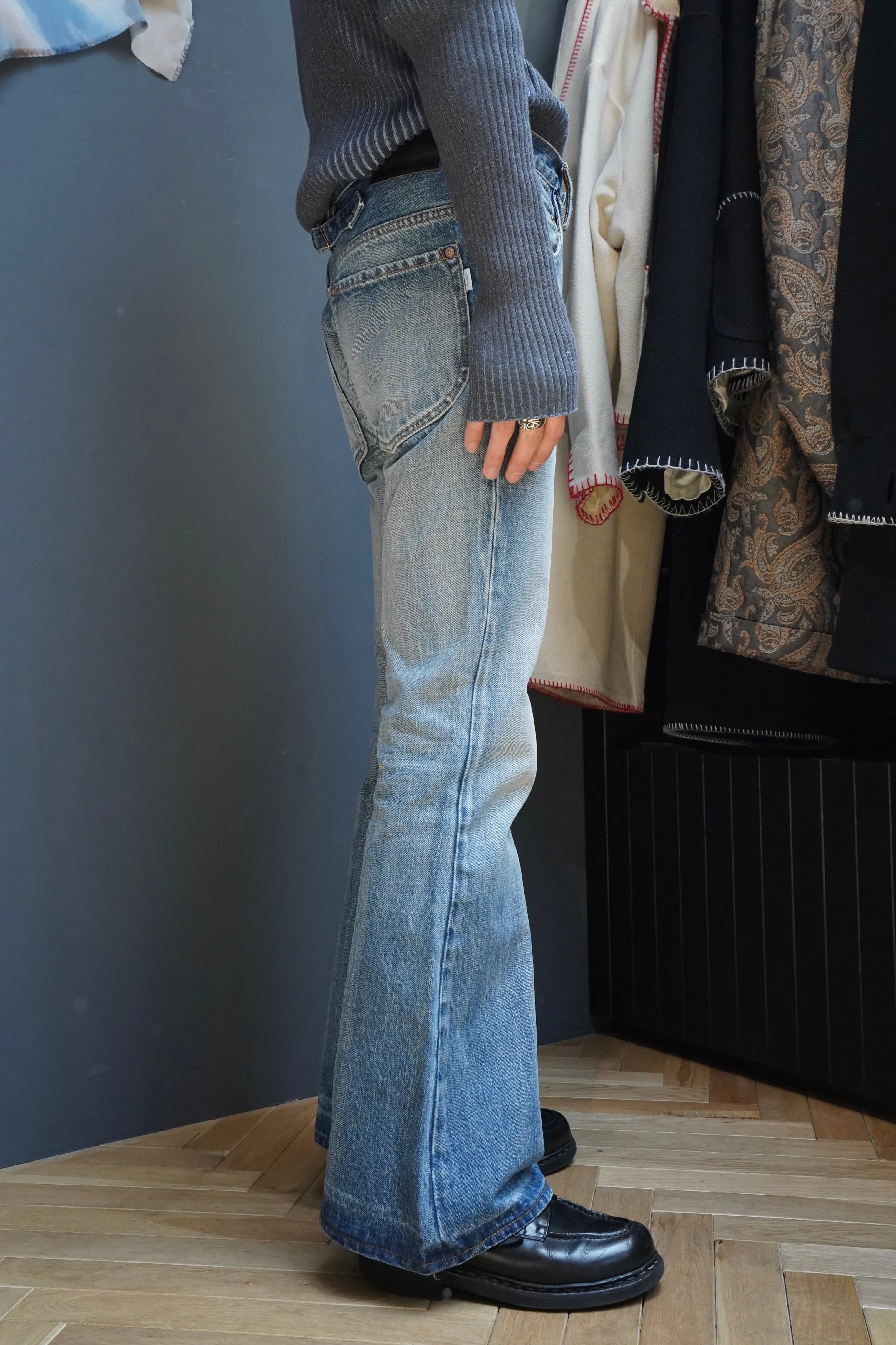 SUGARHILL FADED BELL BOTTOM DENIM PANTS