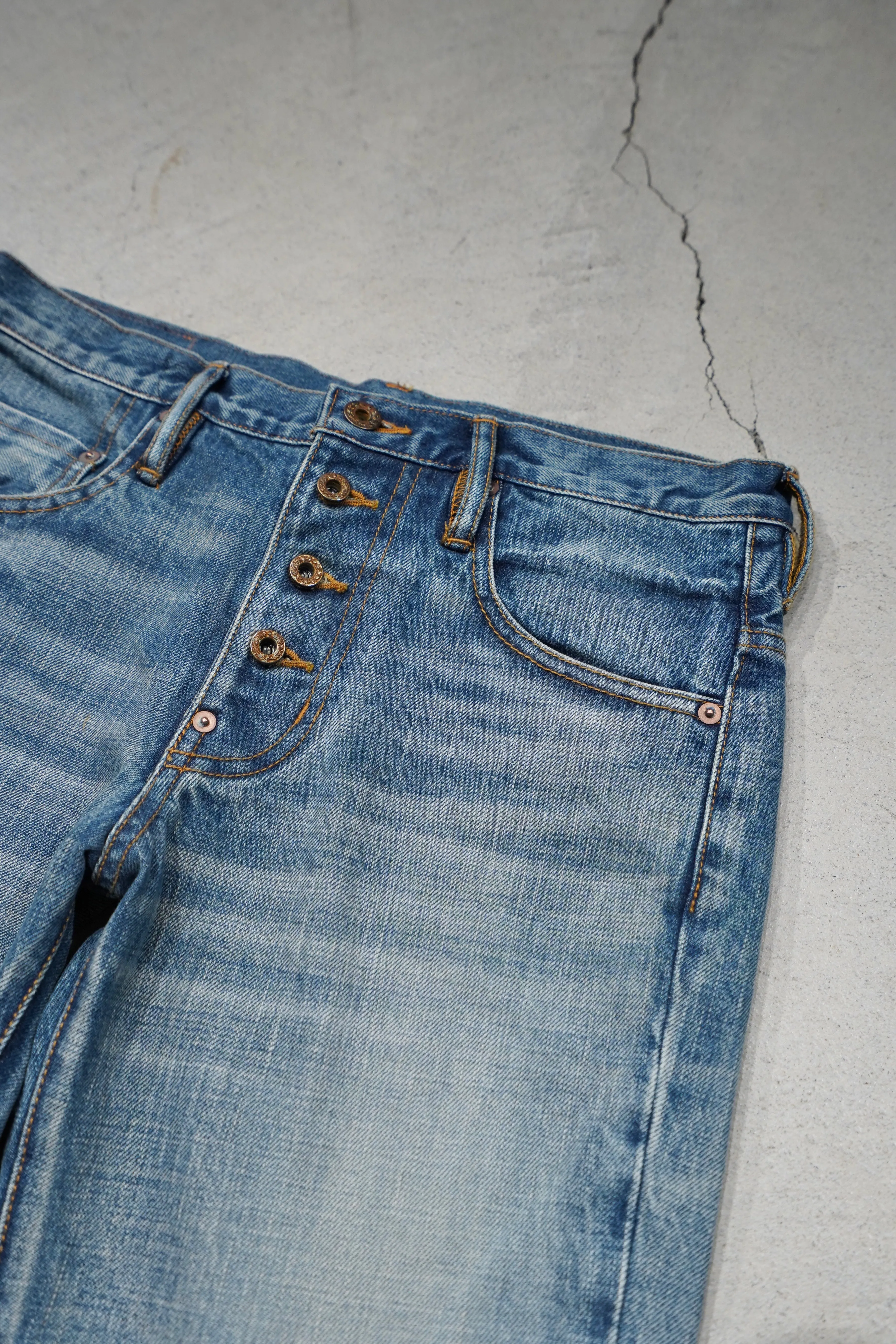 SUGARHILL FADED BELL BOTTOM DENIM PANTS