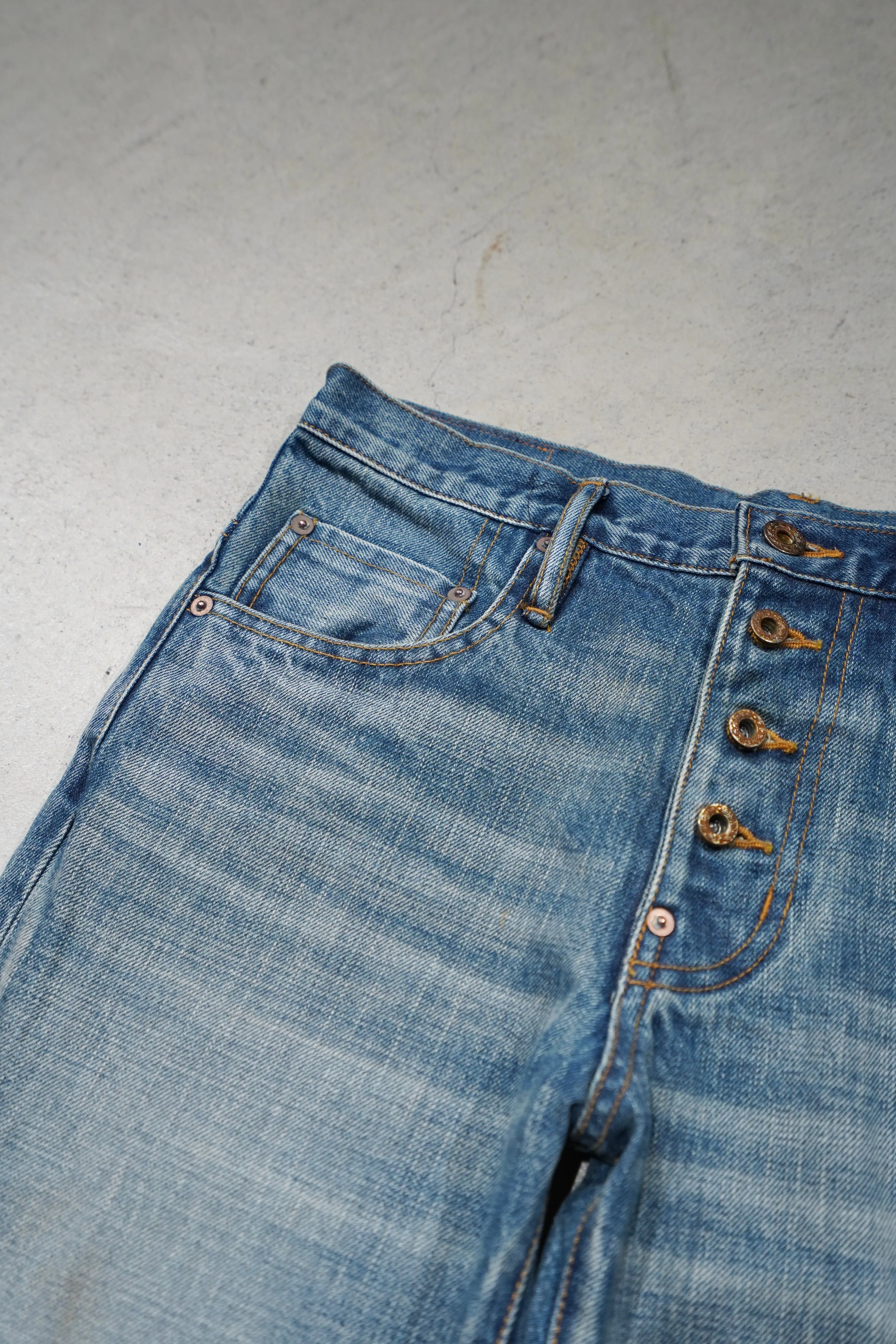 SUGARHILL FADED BELL BOTTOM DENIM PANTS
