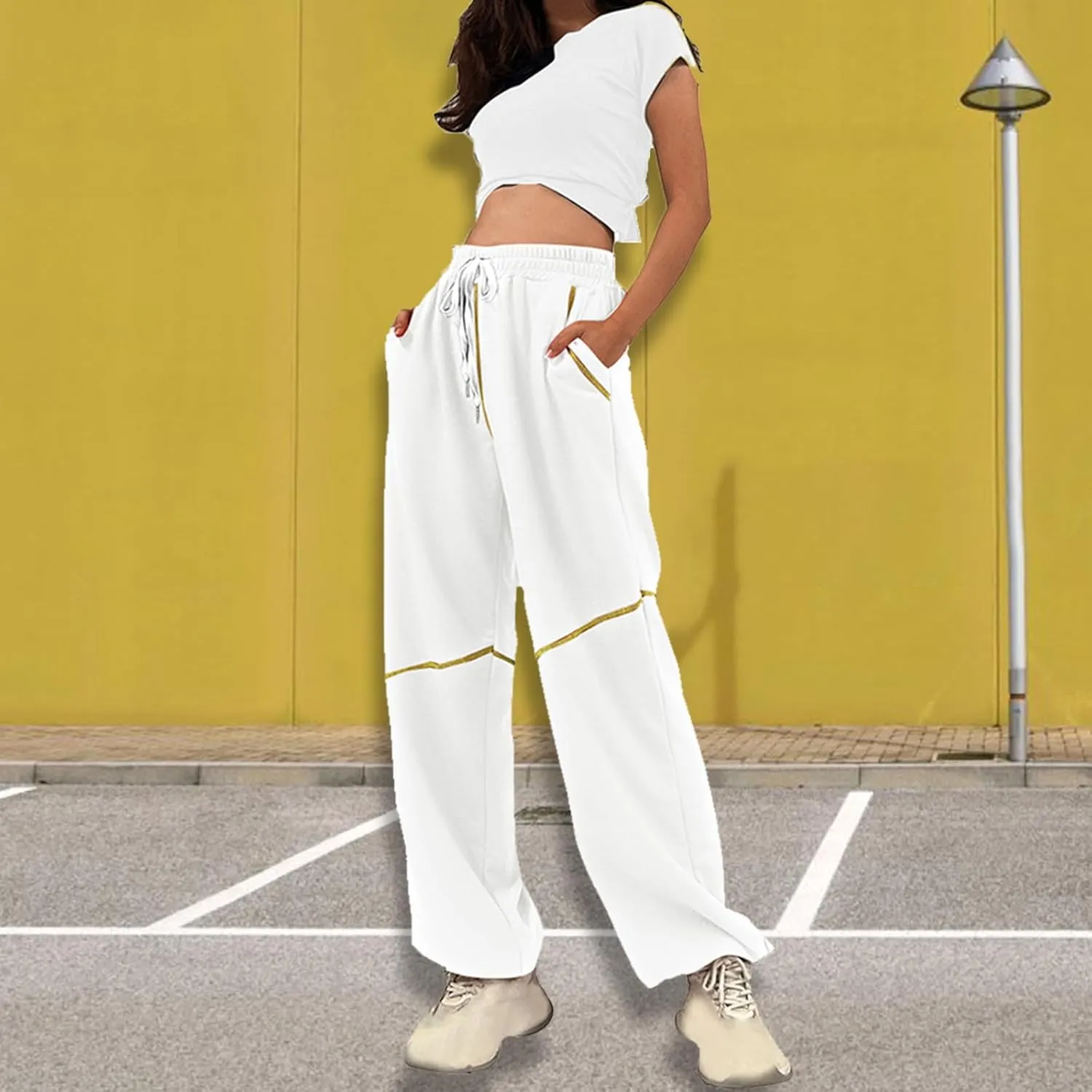 Women's 2024 Straight Leg Jeans High Waisted Capri Pants Slim Casual Denim Sports Pant Casual Dressy Pants Trousers