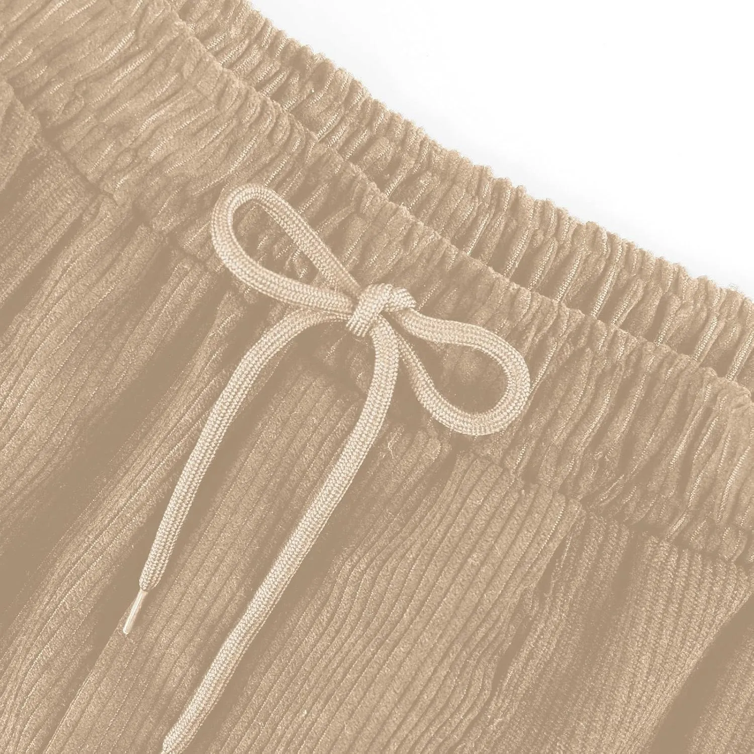 Womens Corduroy Pants Straight Leg Trouser Pants Elastic Waist Relaxed Fit Comfy Casual Work Pants with Pockets