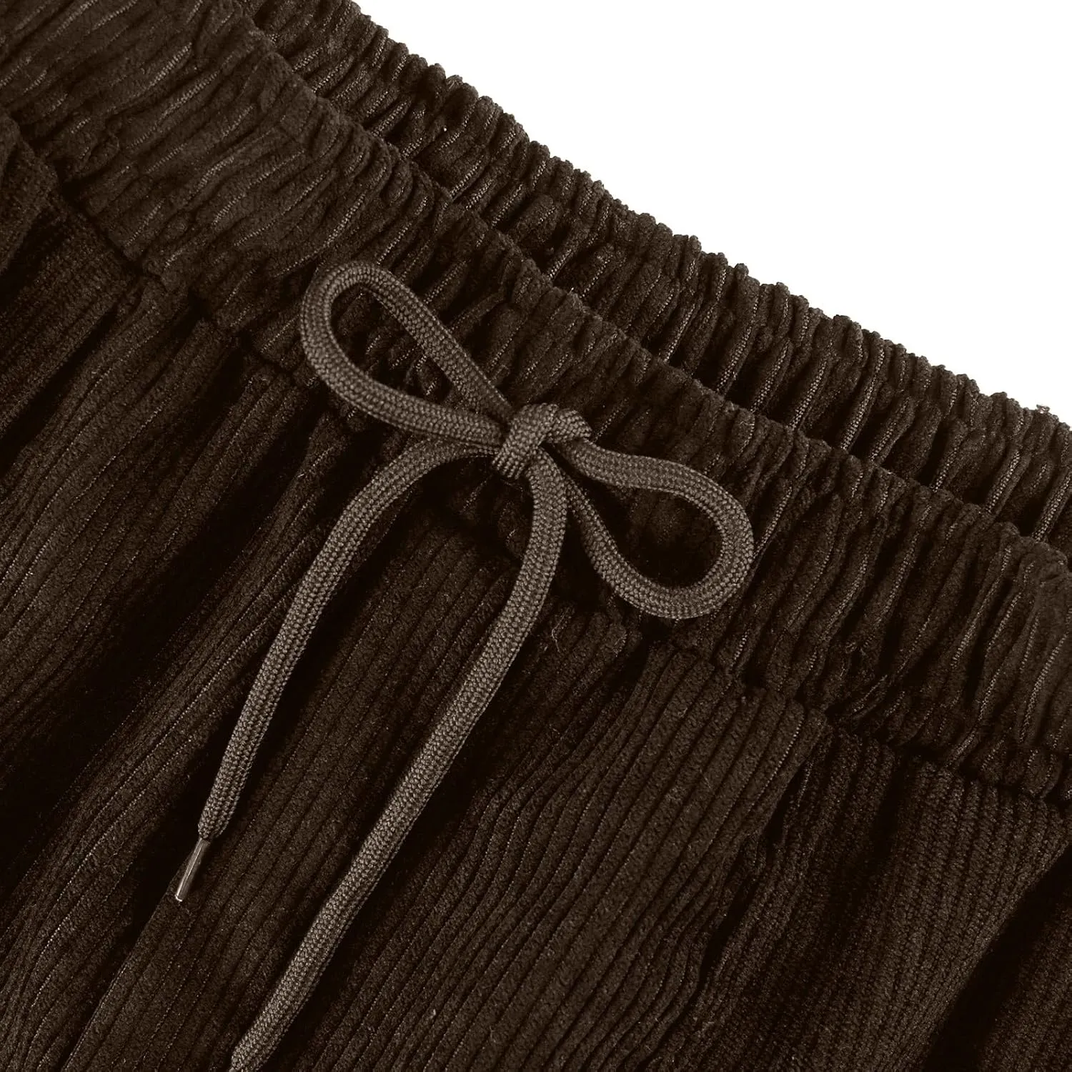 Womens Corduroy Pants Straight Leg Trouser Pants Elastic Waist Relaxed Fit Comfy Casual Work Pants with Pockets