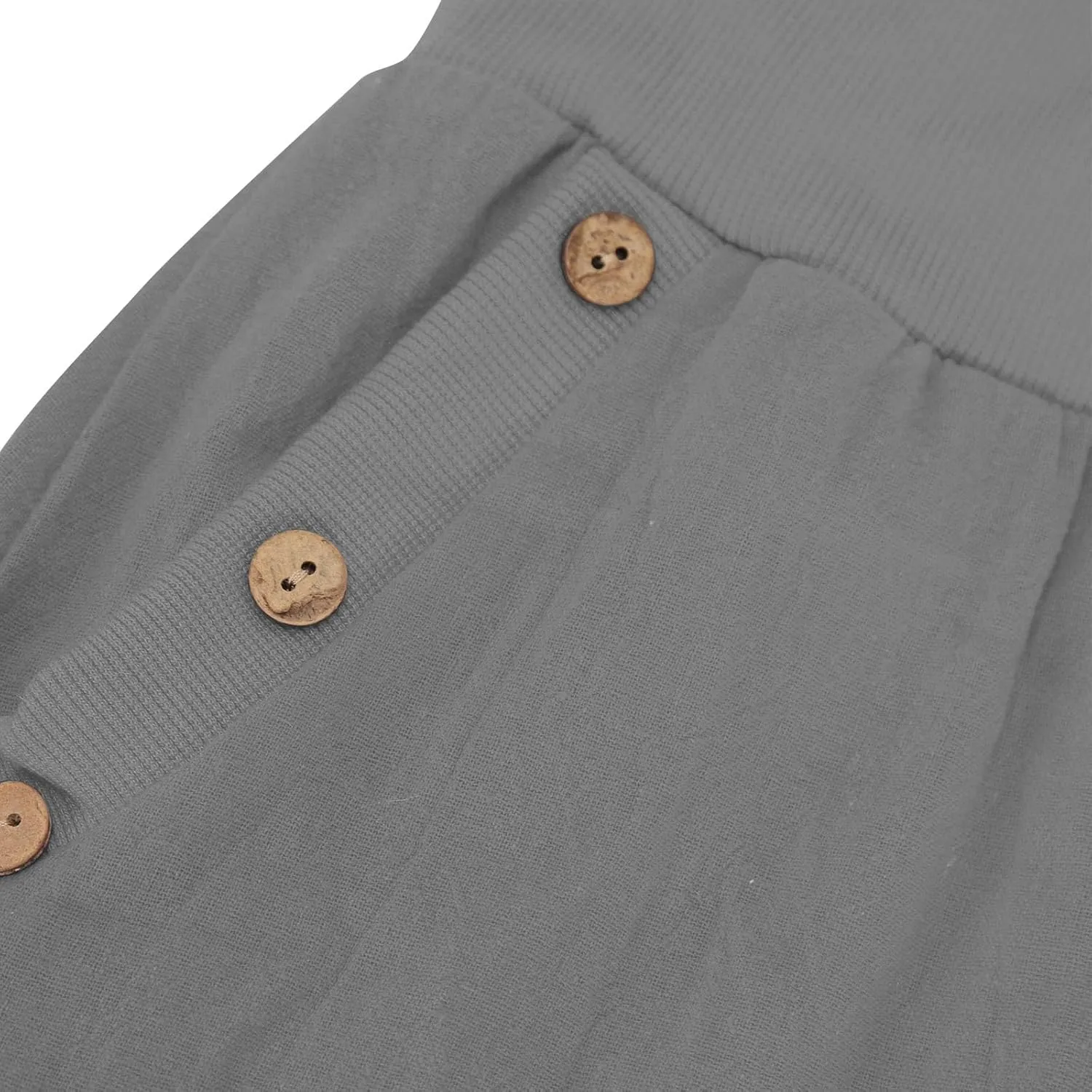 Womens Cotton Linen Capri Pants,High Waist 3/4 Length Cropped Trousers Summer Casual Bottoms Button Capris with Pockets